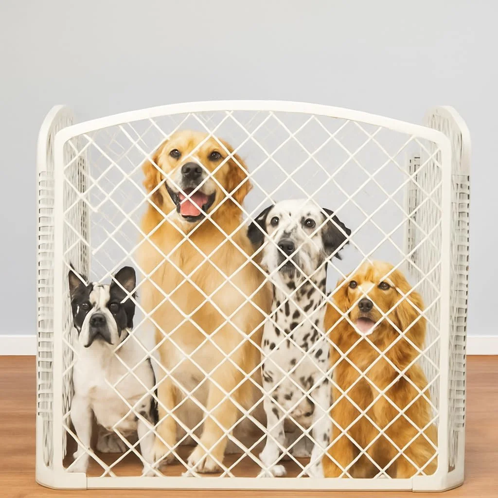 محوطه بازی سگ | محوطه بازی بادوام 4 پنلی برای سگ های کوچک تا متوسط | حصار پلاستیکی سنگین با طراحی تاشو، ساختار محکم - ایده آل برای استفاده در داخل و خارج از منزل، 74 سانتی متر (سفید) محوطه بازی سگ | محوطه بازی بادوام 4 پنلی برای سگ های کوچک تا متوسط | حصار پلاستیکی سنگین با طراحی تاشو، ساختار محکم - ایده آل برای استفاده در داخل و خارج از منزل، 74 سانتی متر (سفید)