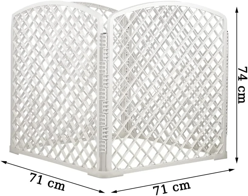 محوطه بازی سگ | محوطه بازی بادوام 4 پنلی برای سگ های کوچک تا متوسط | حصار پلاستیکی سنگین با طراحی تاشو، ساختار محکم - ایده آل برای استفاده در داخل و خارج از منزل، 74 سانتی متر (سفید)
