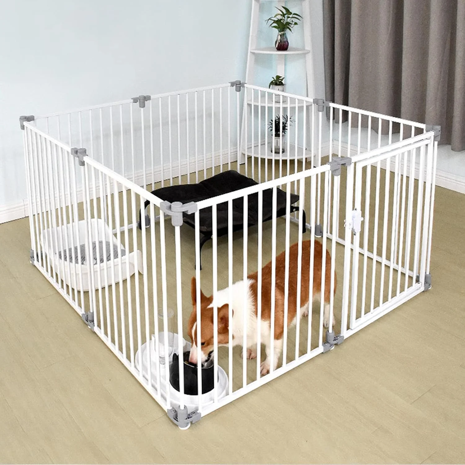 محوطه بازی حیوانات خانگی، قفس فلزی سگ، قفس گربه، حصار قابل حمل که می تواند در هر دو جهت باز شود، محوطه بازی حیوانات کوچک در فضای داخلی و خارجی برای خوکچه هندی، خرگوش، جربیل، توله سگ (اندازه: 132*66*70 سانتی متر)
