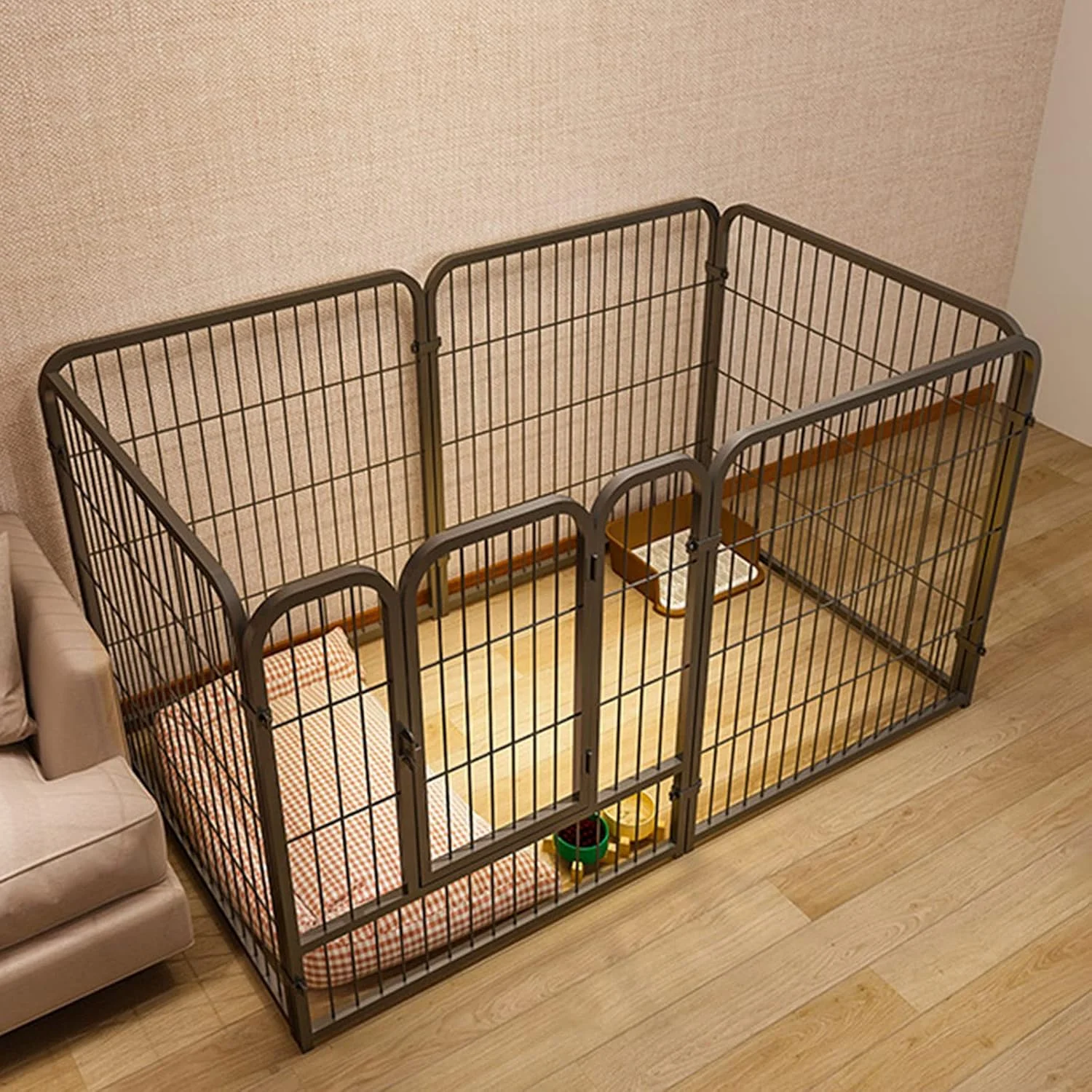 محل بازی سگ - محل بازی بزرگ سگ 6 پنلی، محوطه بازی حیوانات خانگی، محوطه بازی فلزی سنگین برای سگ، توله سگ و خوک