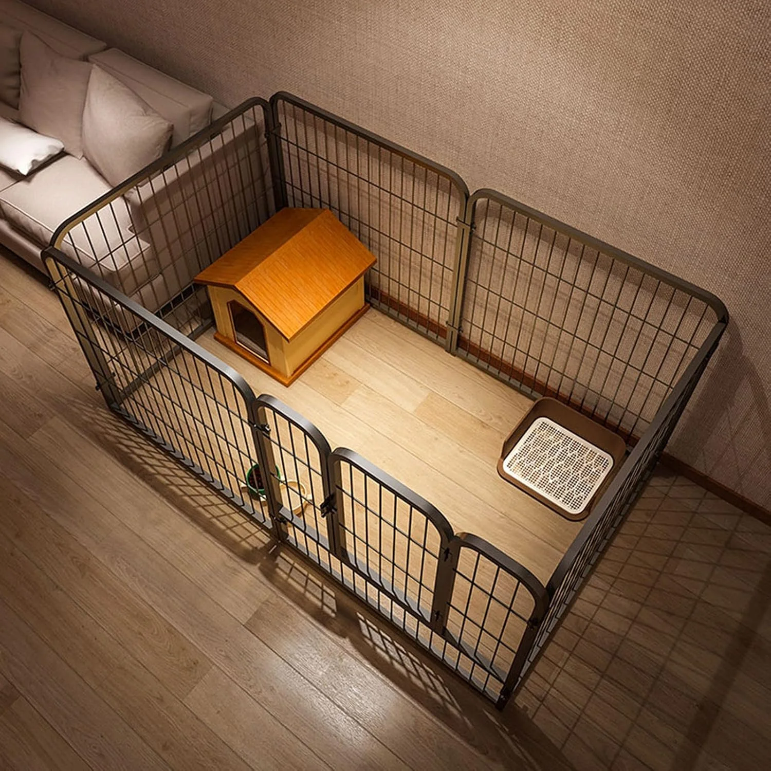 محل بازی سگ - محل بازی بزرگ سگ 6 پنلی، محوطه بازی حیوانات خانگی، محوطه بازی فلزی سنگین برای سگ، توله سگ و خوک