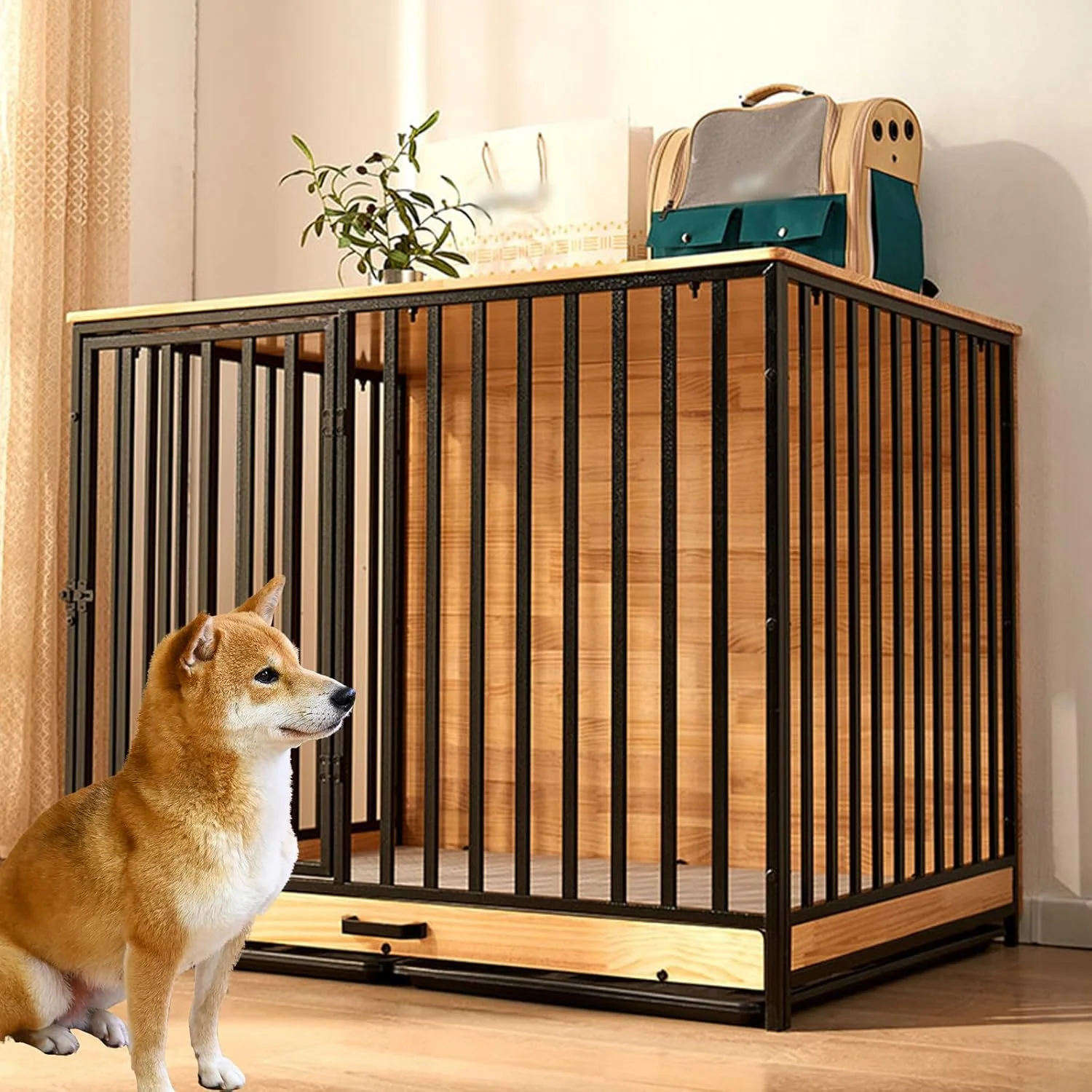قفس سگ خانگی PJDDP، میز کنار تختی حیوانات خانگی، باکس چوبی سگ به سبک مبلمان با درها و سینی قابل جابجایی، لانه سگ، قفس حیوانات خانگی سرپوشیده برای سگ های متوسط/بزرگ، S قفس سگ خانگی PJDDP، میز کنار تختی حیوانات خانگی، باکس چوبی سگ به سبک مبلمان با درها و سینی قابل جابجایی، لانه سگ، قفس حیوانات خانگی سرپوشیده برای سگ های متوسط/بزرگ، S