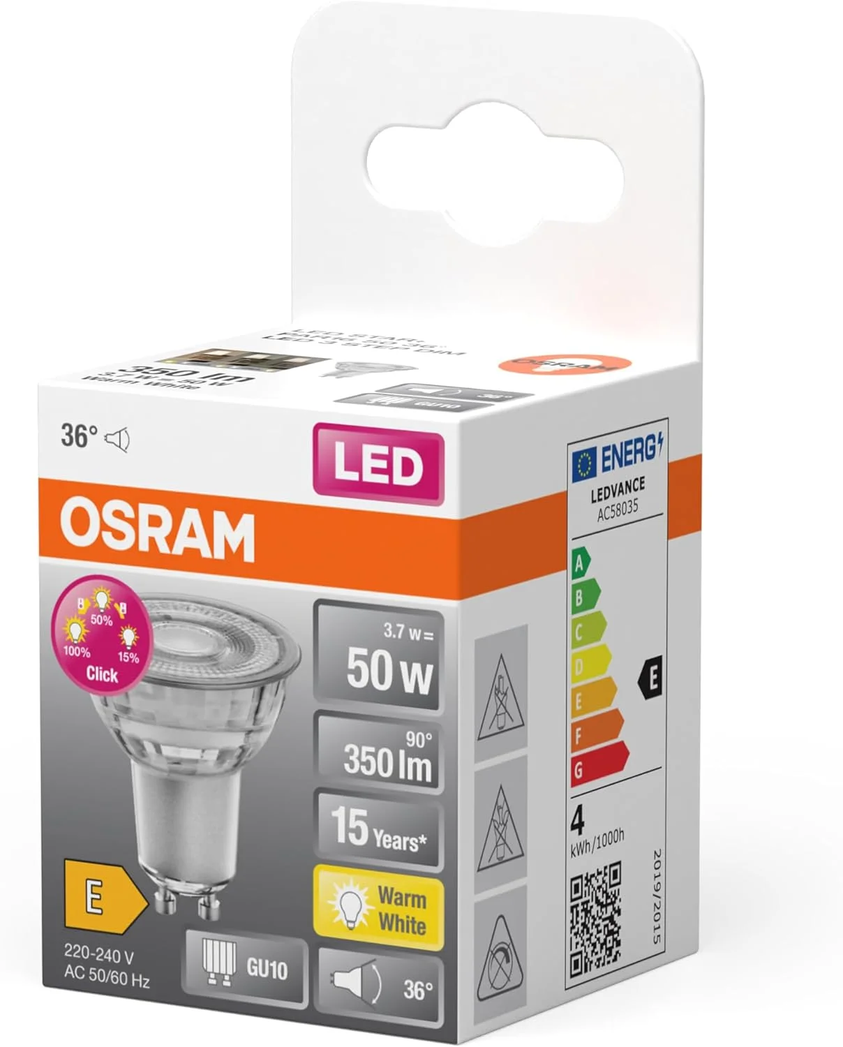 لامپ ال ای دی اوسرام، 4.5 وات، تک بسته ای، سه مرحله ای دیمر با هر کلیک لامپ ال ای دی اوسرام، 4.5 وات، تک بسته ای، سه مرحله ای دیمر با هر کلیک