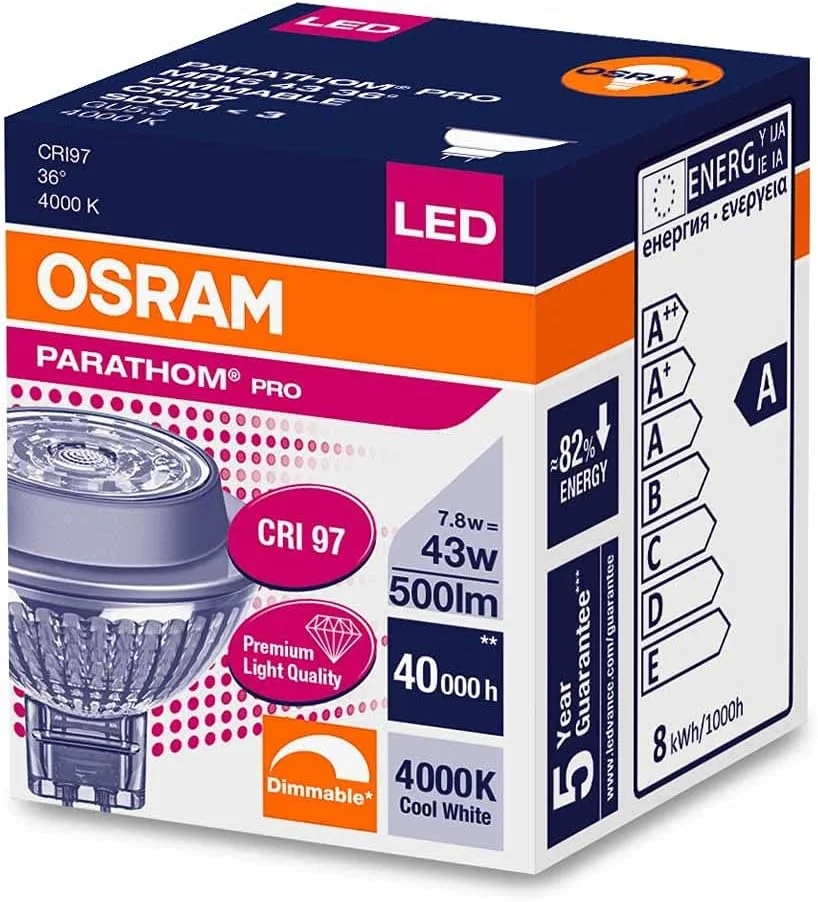 لامپ های ال ای دی OSRAM، پایه سوزنی، بازتابنده MR16، LV DIM، 7.8 وات، سایر لامپ های ال ای دی OSRAM، پایه سوزنی، بازتابنده MR16، LV DIM، 7.8 وات، سایر