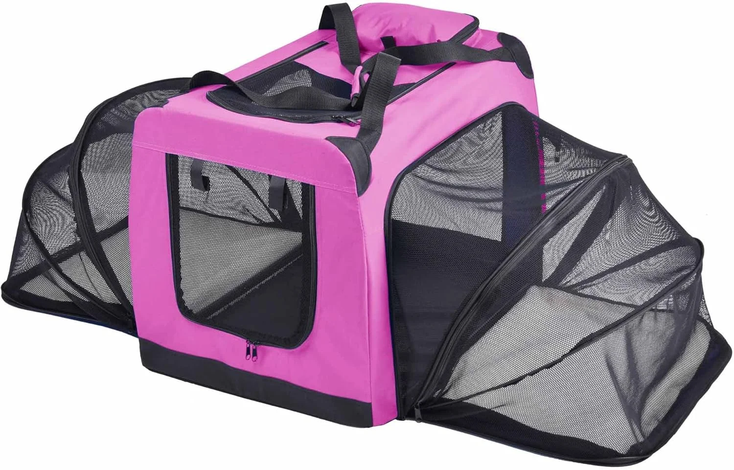 باکس تاشو سگ Pet Life Hounda Accordion با قاب فلزی، تاشو نرم، دو طرفه و قابل گسترش، سایز خیلی کوچک، صورتی