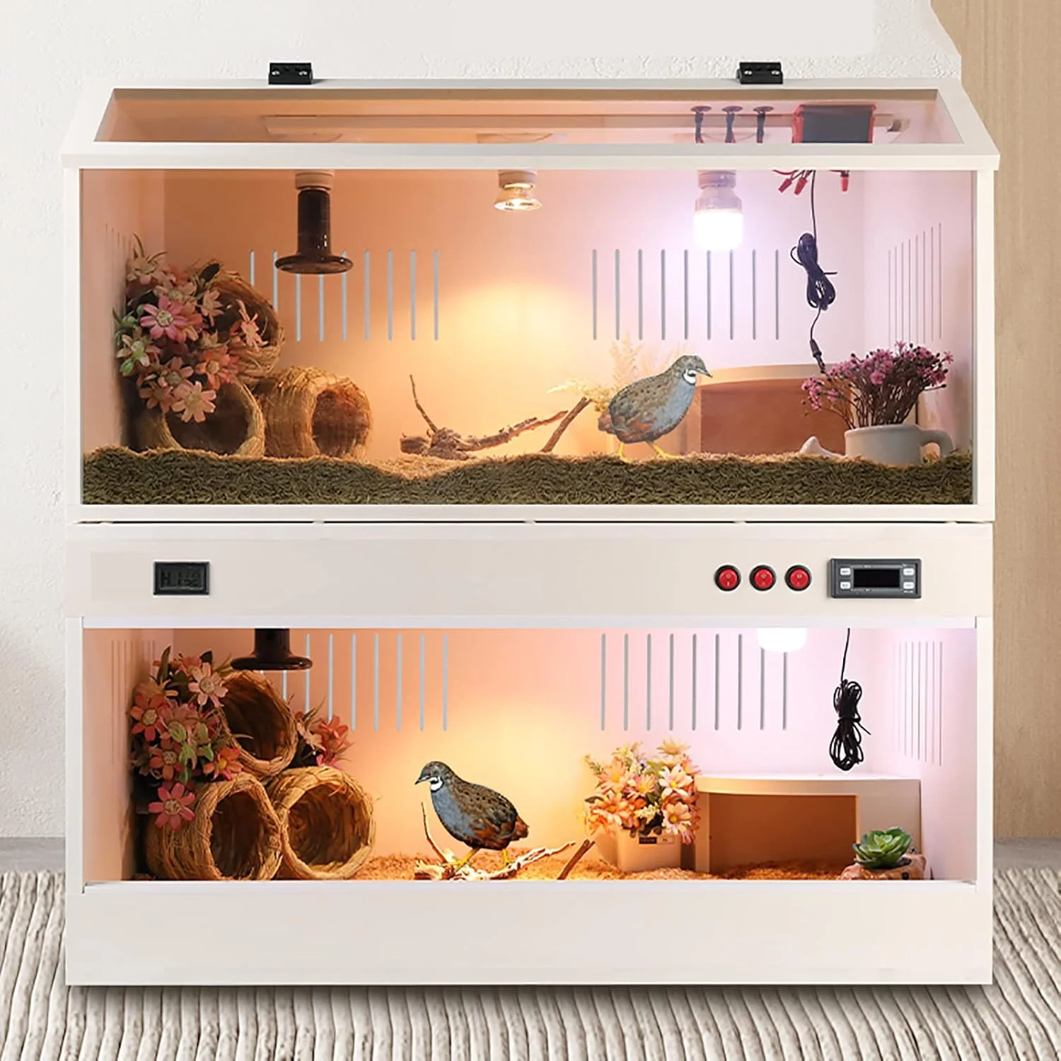 دستگاه جوجه کشی بزرگ PEHUB، جعبه انکوباتور حیوانات خانگی، پرورشگاه دو لایه حیوانات خانگی، انکوباتور حیوانات خانگی برای مرغ، دمای ثابت هوشمند، هدیه روز کودک، 50x60x30 سانتی متر