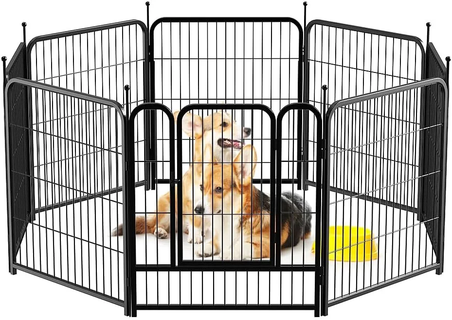محوطه بازی سگ PawGiant در اندازه های 24، 32 و 40 اینچ، مناسب برای سگ های کوچک، متوسط و بزرگ، حصار فلزی تمرین حیوانات خانگی، توله سگ و گربه، قفس در فضای باز، مناسب برای کمپینگ، حیاط و باغ