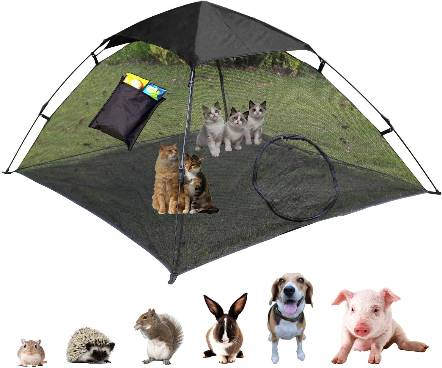 چادر بازی گربه OUTINGPET، محوطه بازی بازشو برای گربه، سایه بان قابل حمل و خانه بازی ضد اشعه ماوراء بنفش (چادرهای بازی برای گربه ها و حیوانات کوچک) - زیستگاه بیرونی