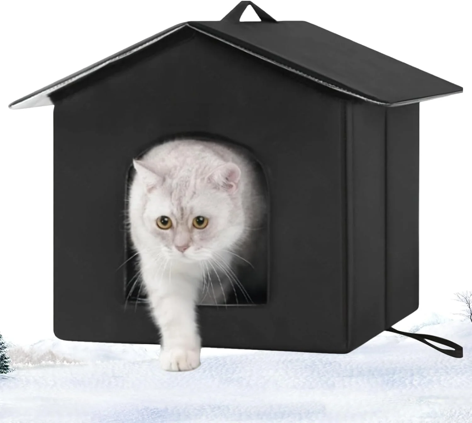 Outside Cat House,Weatherproof Outdoor Cat Home - Washable Waterproof Warm Pet Kitten Nest Cave for Lawn Backyard Balcony Yard Porch Garden
