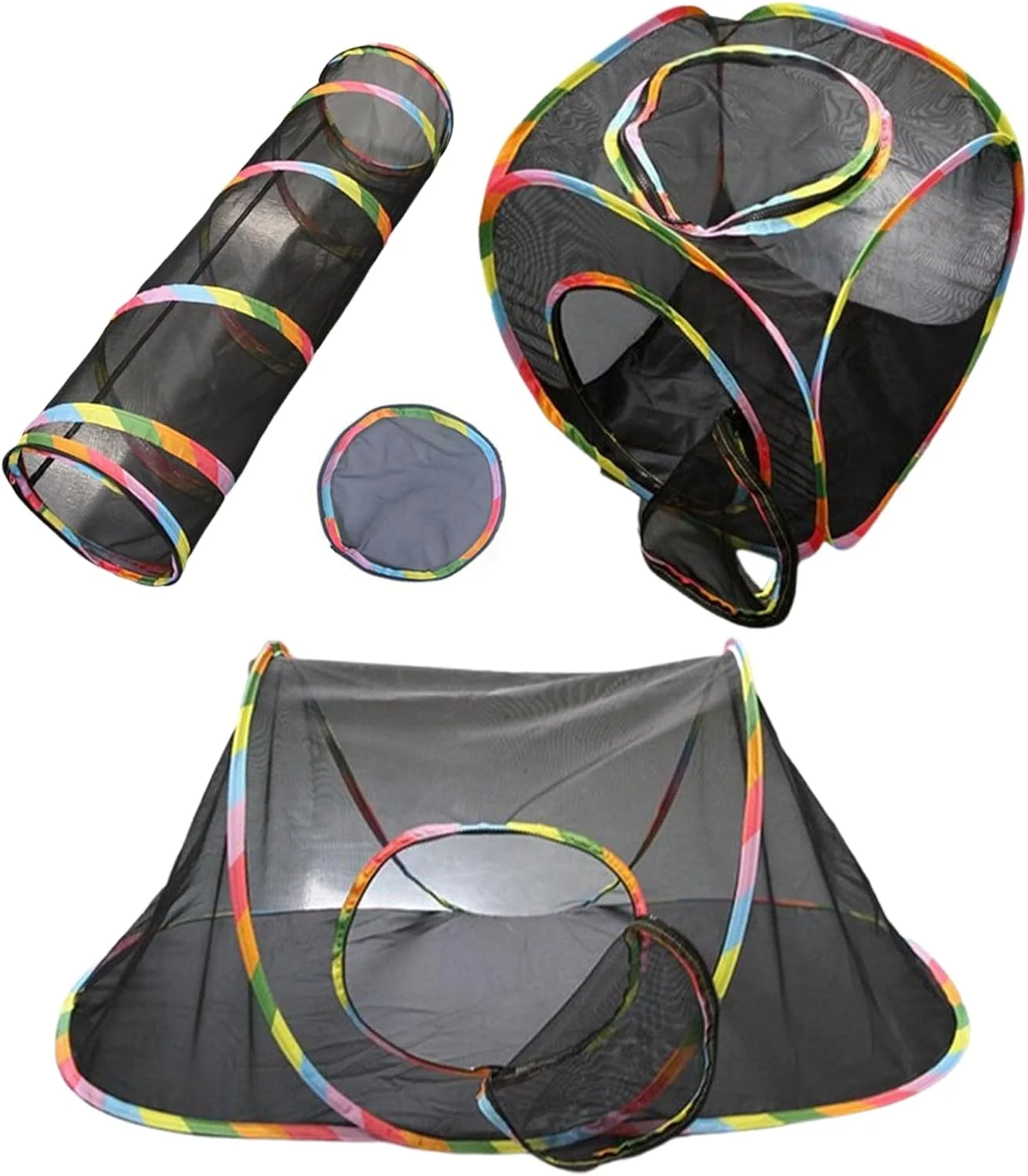 محوطه بیرونی گربه، تونل بازی قابل حمل حیوانات خانگی | تونل محفظه توری حیوانات خانگی مقاوم در برابر آب و هوا برای پاسیو، حیاط، باغ، خانه، آپارتمان