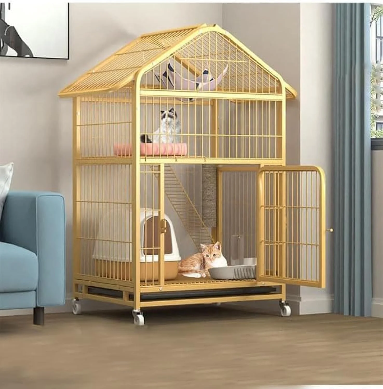 قفس تاشو لوکس و سنگین NKX با قابلیت چیدن روی هم، دارای چرخ و درب