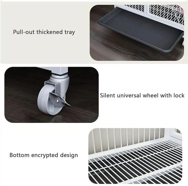 قفس تاشو لوکس و سنگین NKX با قابلیت چیدن روی هم، دارای چرخ و درب