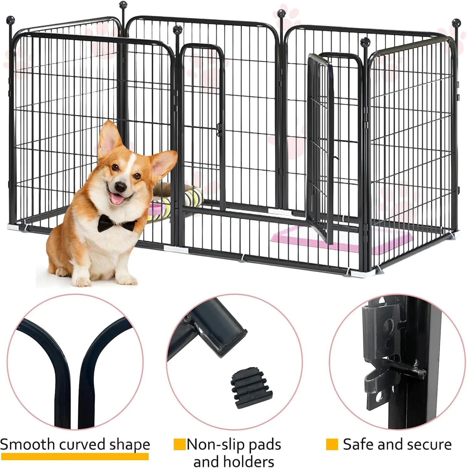 محوطه بازی سگ IS MUHE، 6 پنل، حصار سگ سنگین، محوطه بازی قابل حمل برای توله سگ، گربه و خرگوش، مناسب فضای داخلی و خارجی (6 پنل، 41 اینچ/120 سانتی متر)