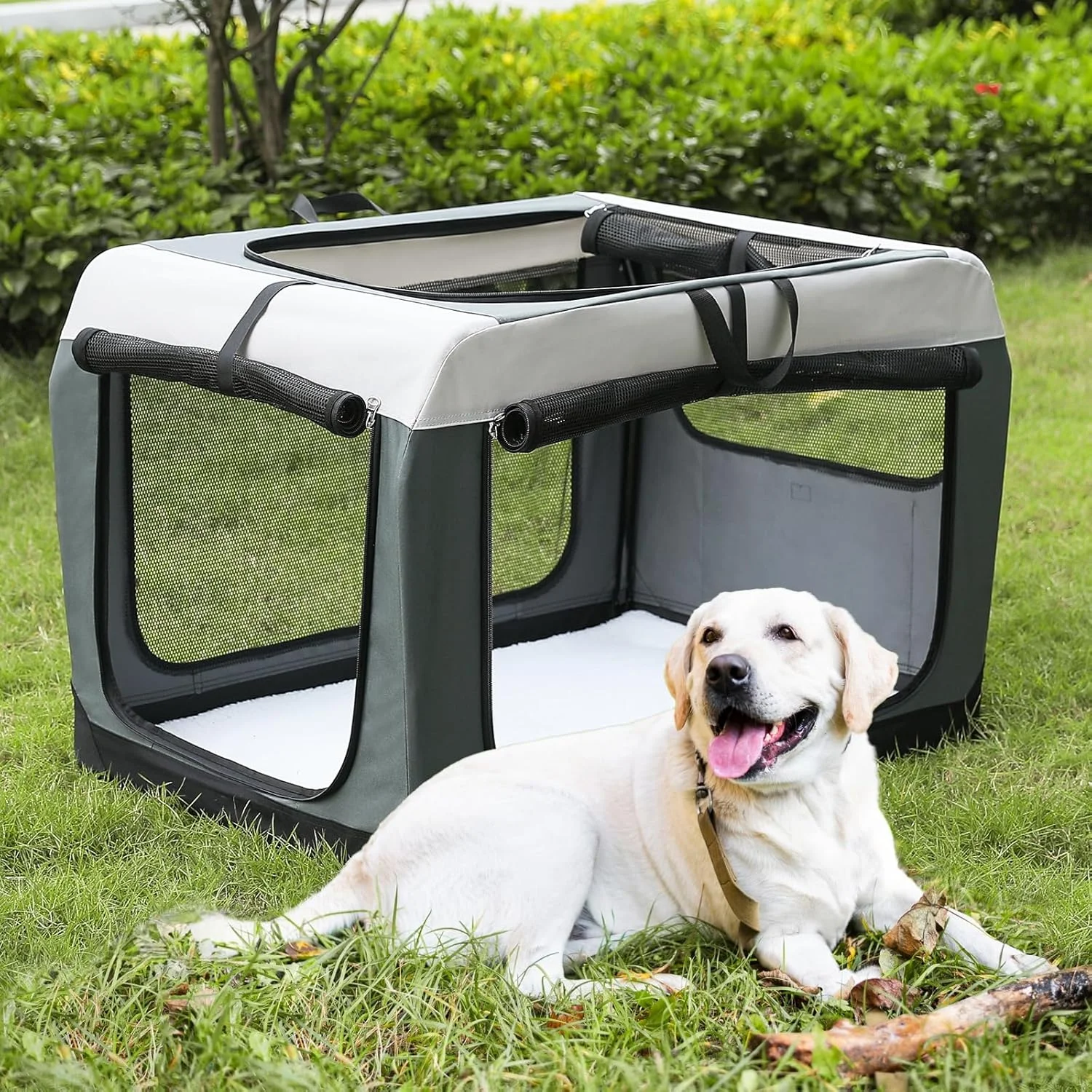 باکس سگ مونی بلوم 90 سانتی متری برای سگ های بزرگ و متوسط، باکس سگ تاشو 3 در با پنجره های توری بادوام برای استفاده در فضای داخلی و خارجی باکس سگ مونی بلوم 90 سانتی متری برای سگ های بزرگ و متوسط، باکس سگ تاشو 3 در با پنجره های توری بادوام برای استفاده در فضای داخلی و خارجی