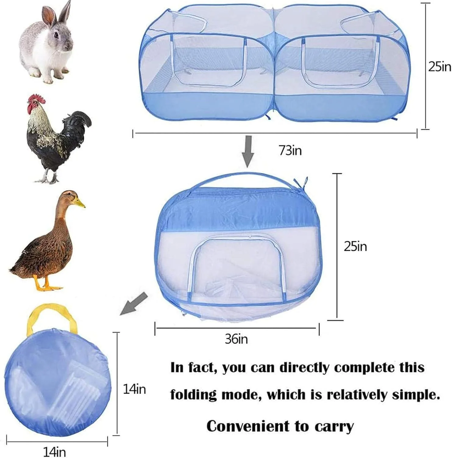 محوطه بازی تاشو و قابل حمل حیوانات خانگی، قفس لانه حیوانات کوچک برای داخل و خارج از خانه - آبی محوطه بازی تاشو و قابل حمل حیوانات خانگی، قفس لانه حیوانات کوچک برای داخل و خارج از خانه - آبی