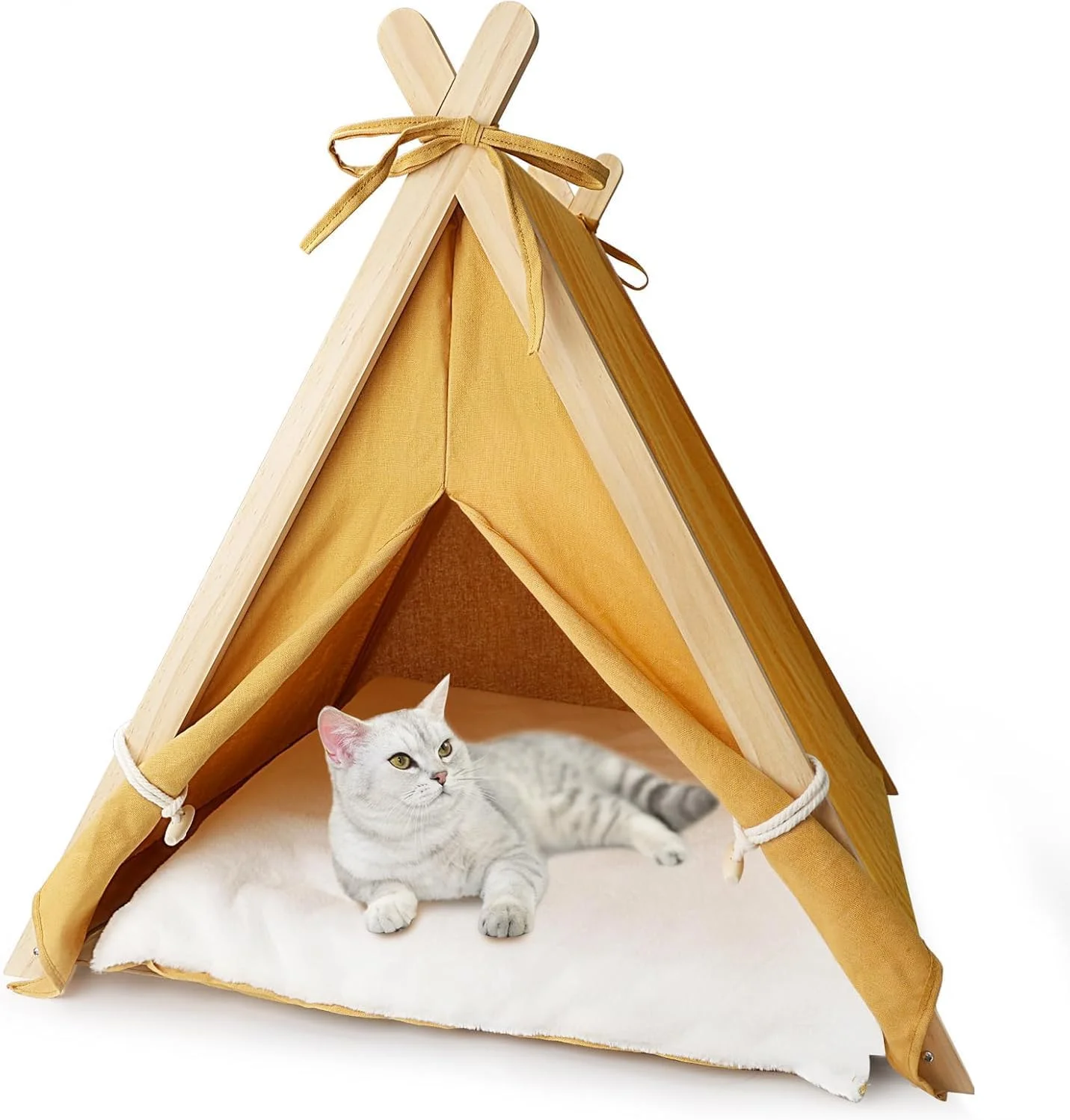 چادر تیپی Joyfultails برای حیوانات خانگی، چادر سگ، چادر گربه، خانه های چادری حیوانات خانگی با کوسن، تخت سگ حیوانات خانگی قابل جابجایی، تخت گربه