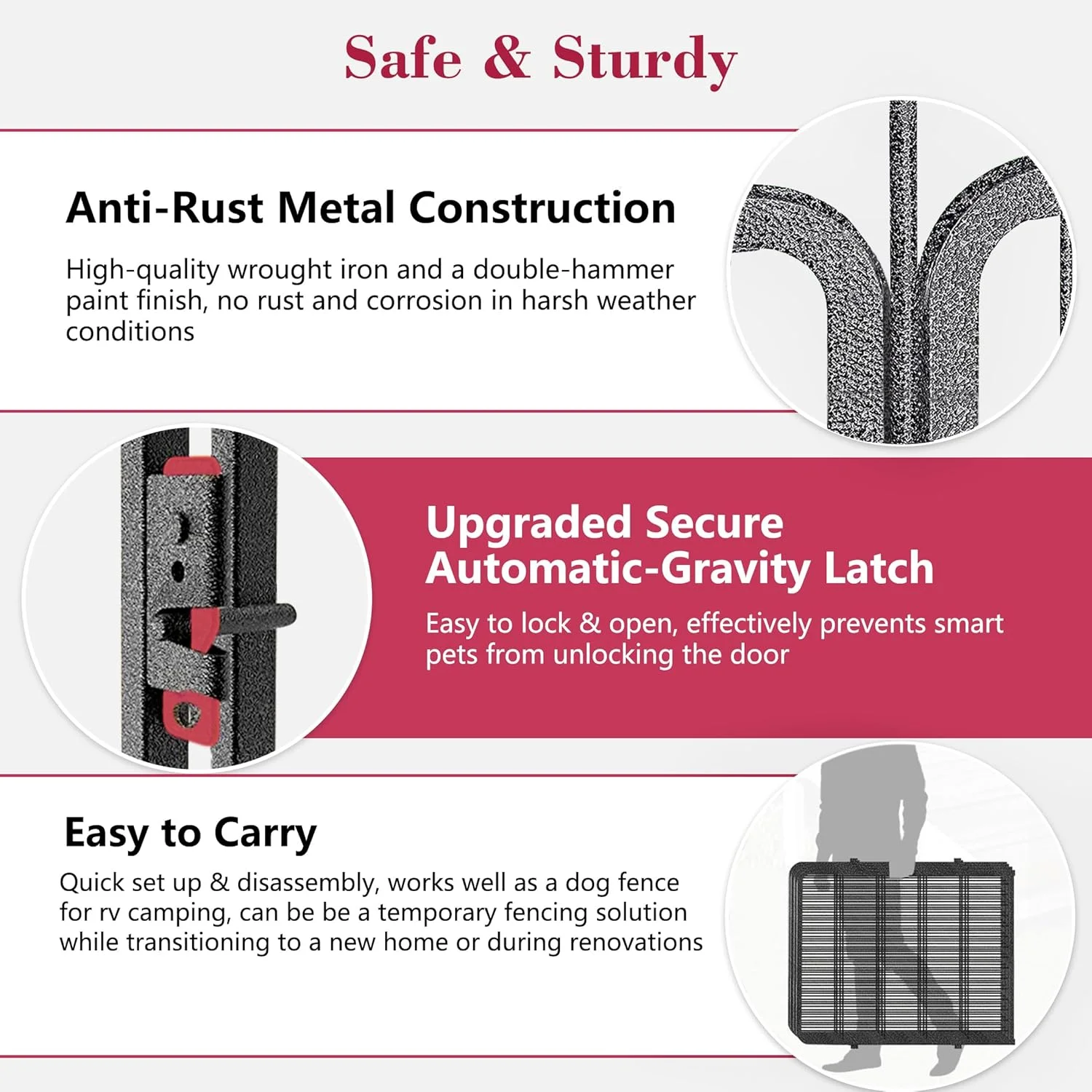 محوطه بازی سگ Jhsomdr، مناسب فضای باز، 10 پنلی، سنگین، محوطه بازی توله سگ 32 اینچی، ضد زنگ، حصار ورزشی با درب برای سگ های متوسط/کوچک، حصار فلزی سگ برای کمپینگ RV و حیاط