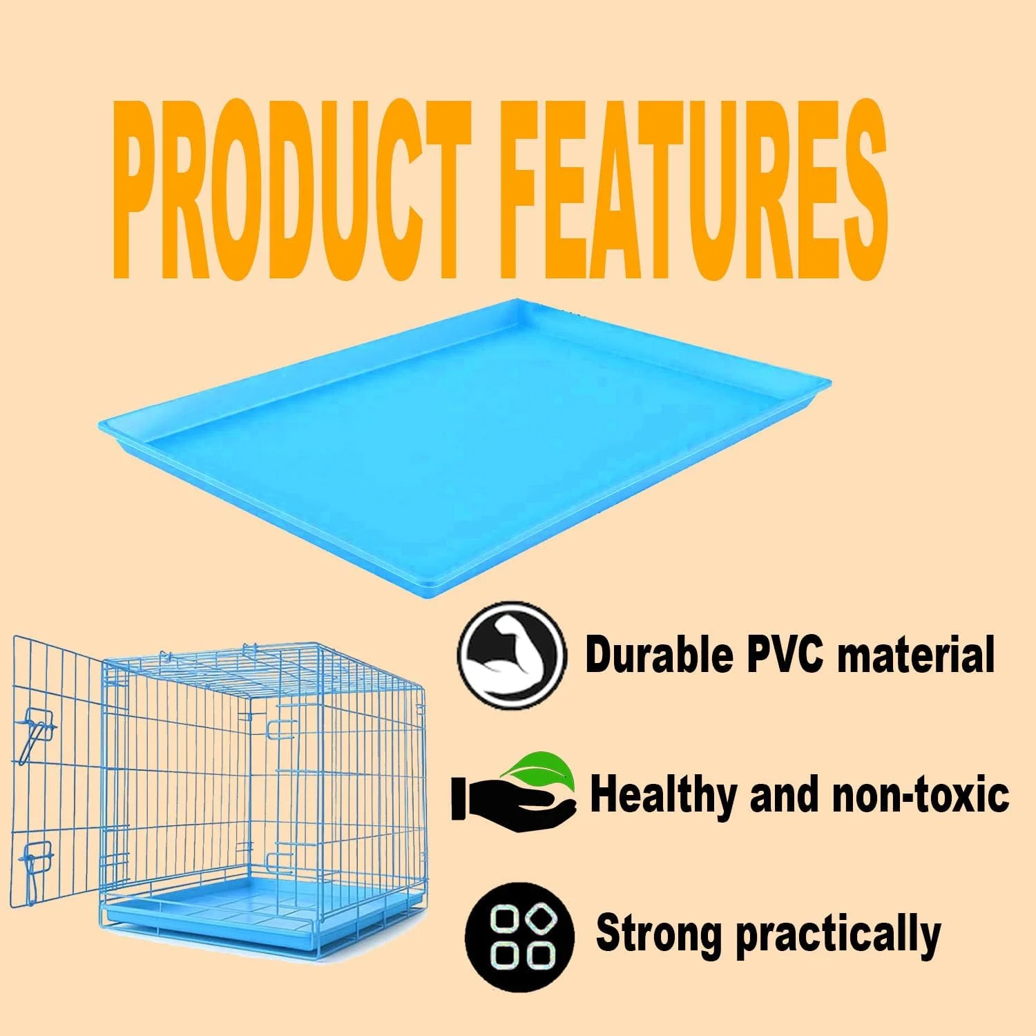 سینی جایگزین محصولات حیوانات خانگی Jainsons برای قفس حیوانات خانگی، باکس سگ، لانه سگ، سینی جایگزین قفس سگ، کفپوش پلاستیکی برای قفس، باکس و لانه سگ و گربه (90 سانتی متر، آبی)