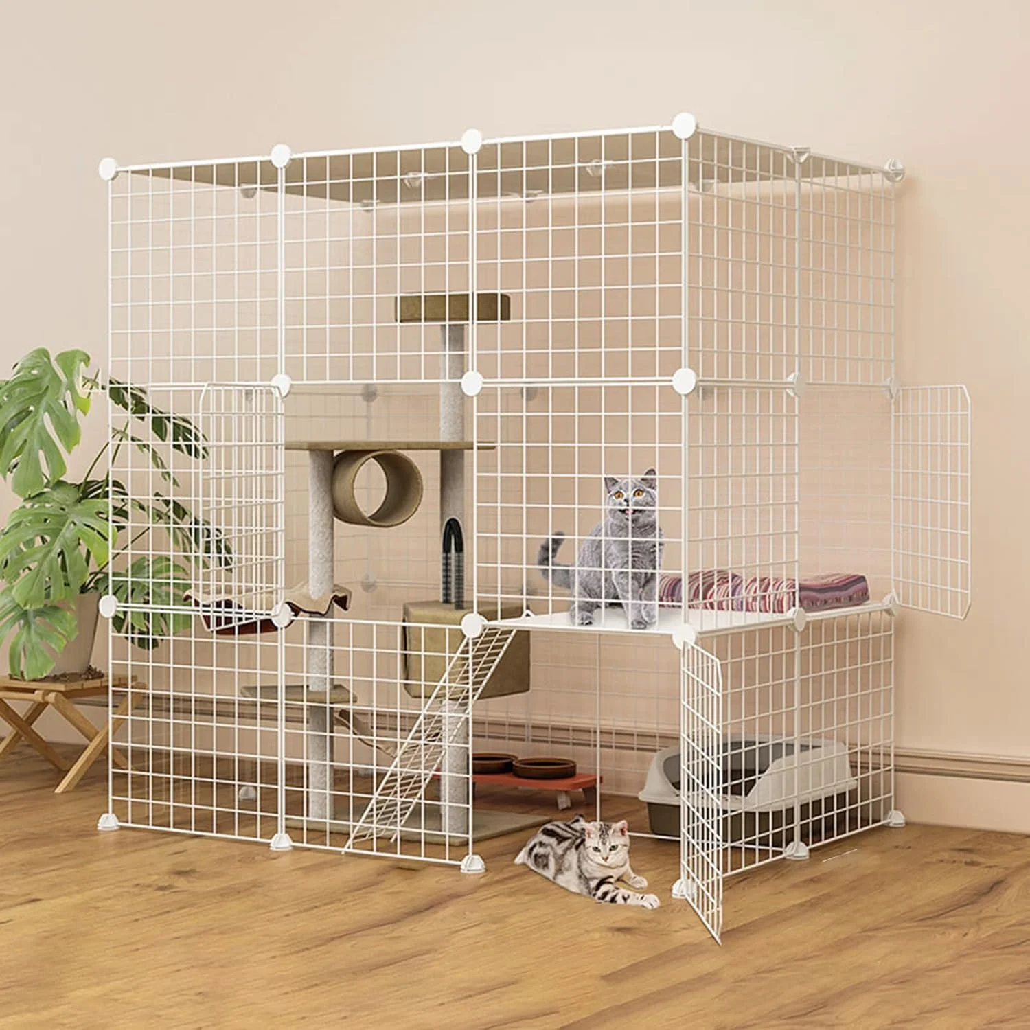 قفس بزرگ سیمی قابل حمل تاشو مناسب حیوانات خانگی سگ و گربه، 111 * 75 * 109 سانتی متر