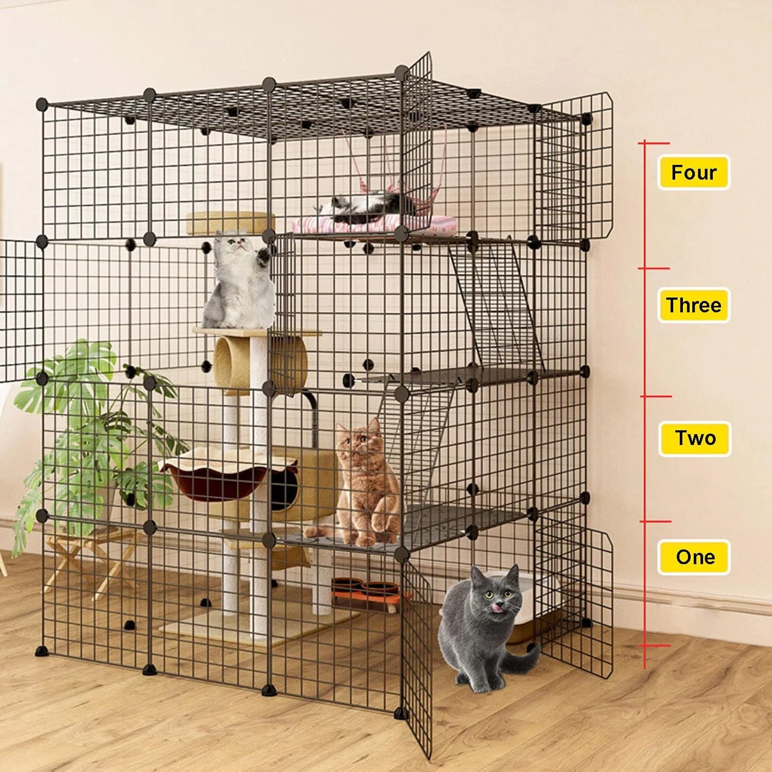 قفس بزرگ سیمی قابل حمل تاشو مناسب حیوانات خانگی سگ و گربه، 111 * 75 * 109 سانتی متر