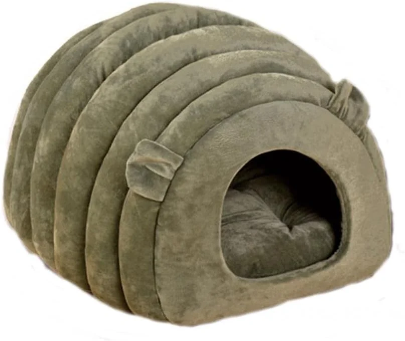 خانه سگ سرپوشیده، لانه سگ، غار سگ، لانه گربه، خانه سگ سرپوشیده، لانه حیوانات خانگی نیمه بسته مناسب برای گربه ها و سگ ها (سبز، کوچک)