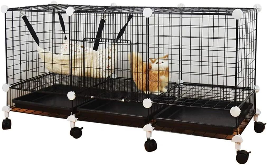 قفس گربه، خانه آپارتمانی گربه خانگی قابل حمل DIY، حصار حیوانات خانگی سیمی فلزی، محوطه بازی توله سگ، جعبه حمل و نقل، 95 * 47 * 62 سانتی متر (اندازه: 95 * 47 * 62 سانتی متر)