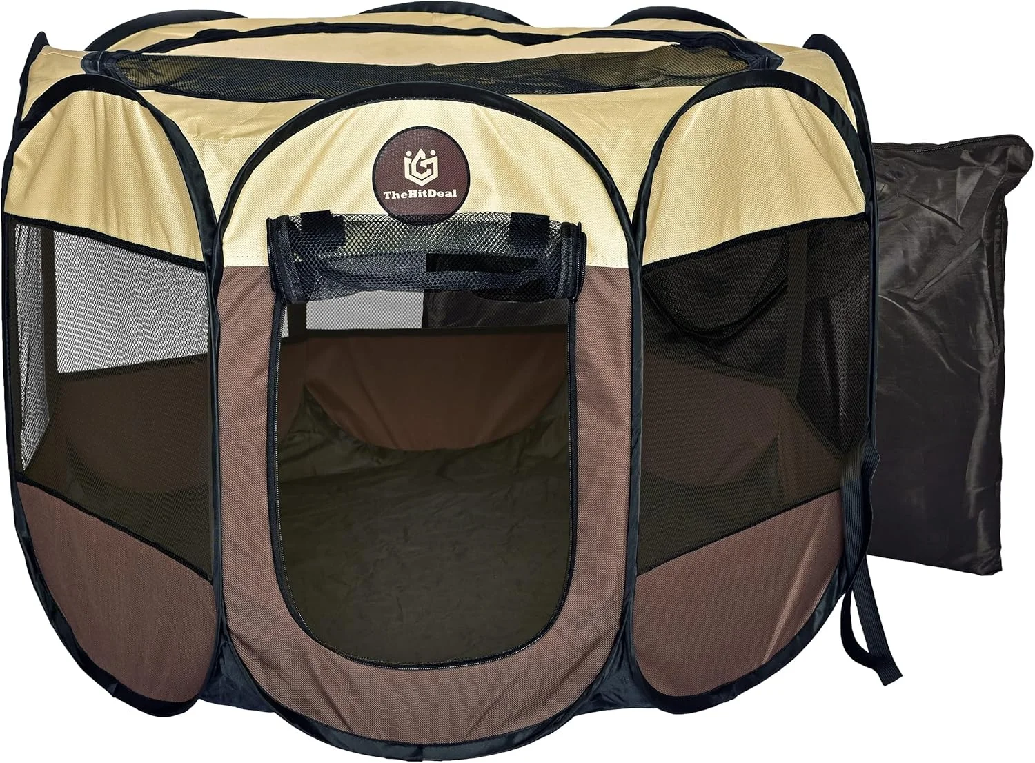 محوطه بازی قابل حمل حیوانات خانگی TheHitDeal، سایز متوسط - چادر حیوانات خانگی/سگ/گربه/خرگوش برای استفاده در داخل و خارج از منزل، نصب آسان، تاشو، قابل شستشو، تنفس پذیر، جنس قوی و تقویت شده - دارای کیف حمل