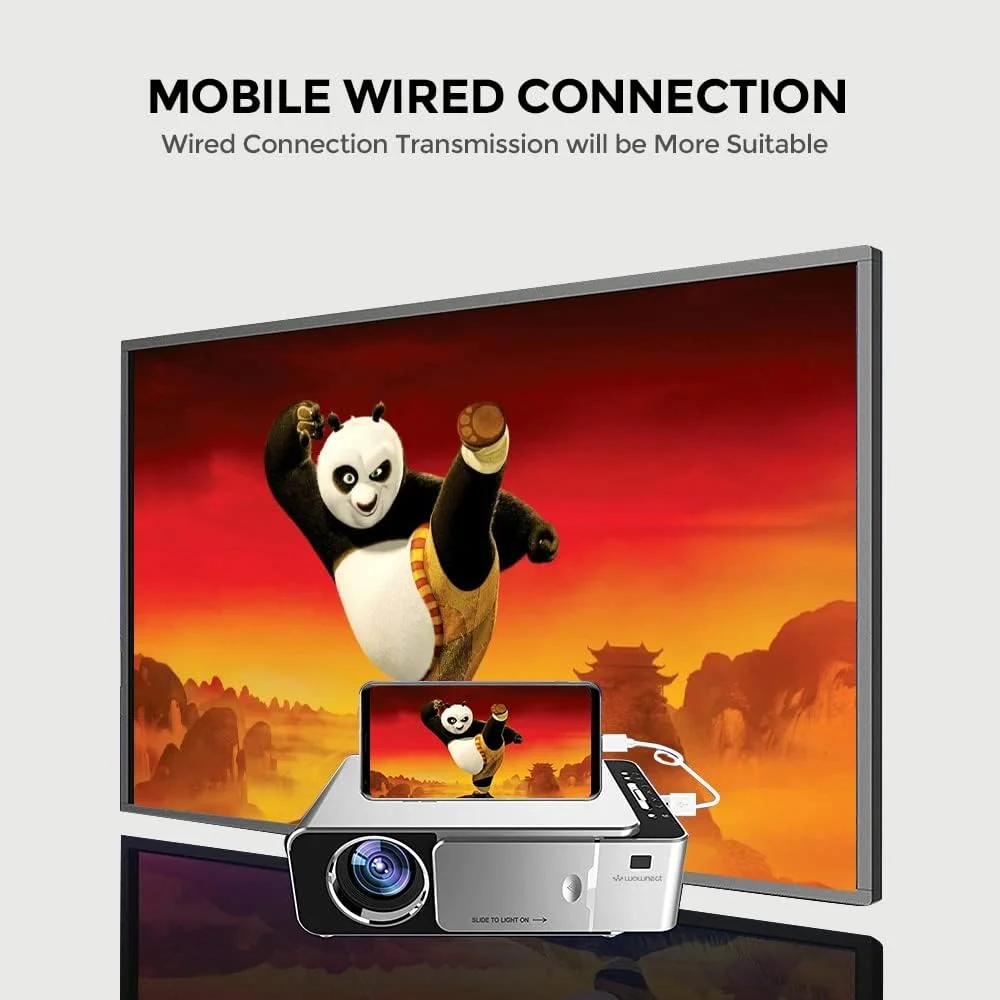 پروژکتور ویدئویی اندروید Wownect T6 با روشنایی 3500 لومن، پشتیبانی از HD 1080P، پروژکتور فیلم قابل حمل با نمایشگر 120 اینچی، دانلود برنامه ها، بلوتوث، وای فای، پروژکتور سینمای خانگی سازگار با پورت های HDMI/USB/AV