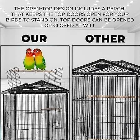 محوطه بازی حیوانات خانگی هاپ هاپ 38 اینچی: قفس فلزی جادار با سینی جداشدنی، غذاخوری و آبخوری - قفس پرنده چند منظوره برای قفس حیوانات خانگی و لوازم جانبی مناسب