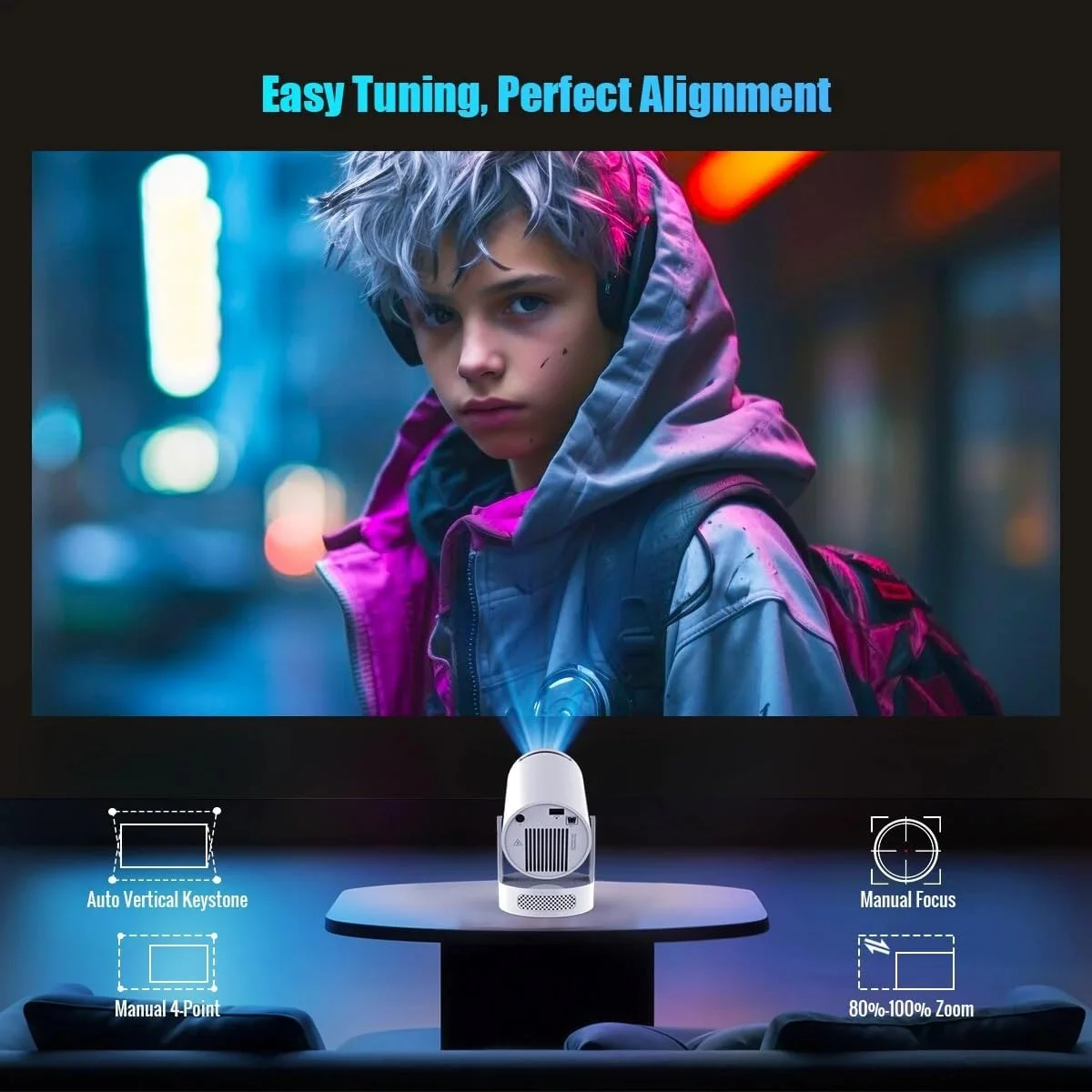 پروژکتور مینی HY300 PRO+ 4K اندروید 11، وای فای دوگانه 6، بلوتوث 5.4، کیفیت 1080P HD، رزولوشن 1280x720P، چرخش 180 درجه، تصحیح خودکار کیستون، 280 انسی لومن، سینمای خانگی قابل حمل و سینمای فضای باز، پشتیبانی از iOS/Android/TV Stick/ پروژکتور مینی HY300 PRO+ 4K اندروید 11، وای فای دوگانه 6، بلوتوث 5.4، کیفیت 1080P HD، رزولوشن 1280x720P، چرخش 180 درجه، تصحیح خودکار کیستون، 280 انسی لومن، سینمای خانگی قابل حمل و سینمای فضای باز، پشتیبانی از iOS/Android/TV Stick/