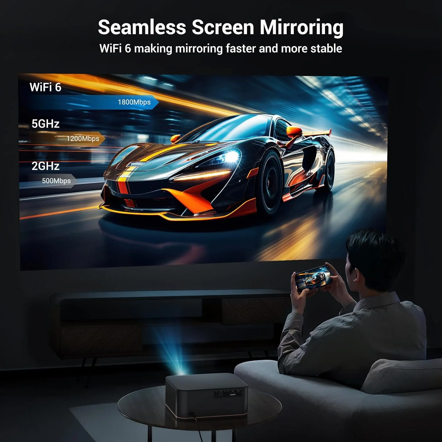 پروژکتور 4K Full HD با 2000 ANSI با WiFi و بلوتوث، سینمای خانگی فیلم HAPPRUN با فوکوس خودکار، نمایشگر 300 اینچی برای داخل/خارج از منزل، پروژکتور هوشمند سازگار با تلفن/TV Stick/PC/PS5 پروژکتور 4K Full HD با 2000 ANSI با WiFi و بلوتوث، سینمای خانگی فیلم HAPPRUN با فوکوس خودکار، نمایشگر 300 اینچی برای داخل/خارج از منزل، پروژکتور هوشمند سازگار با تلفن/TV Stick/PC/PS5