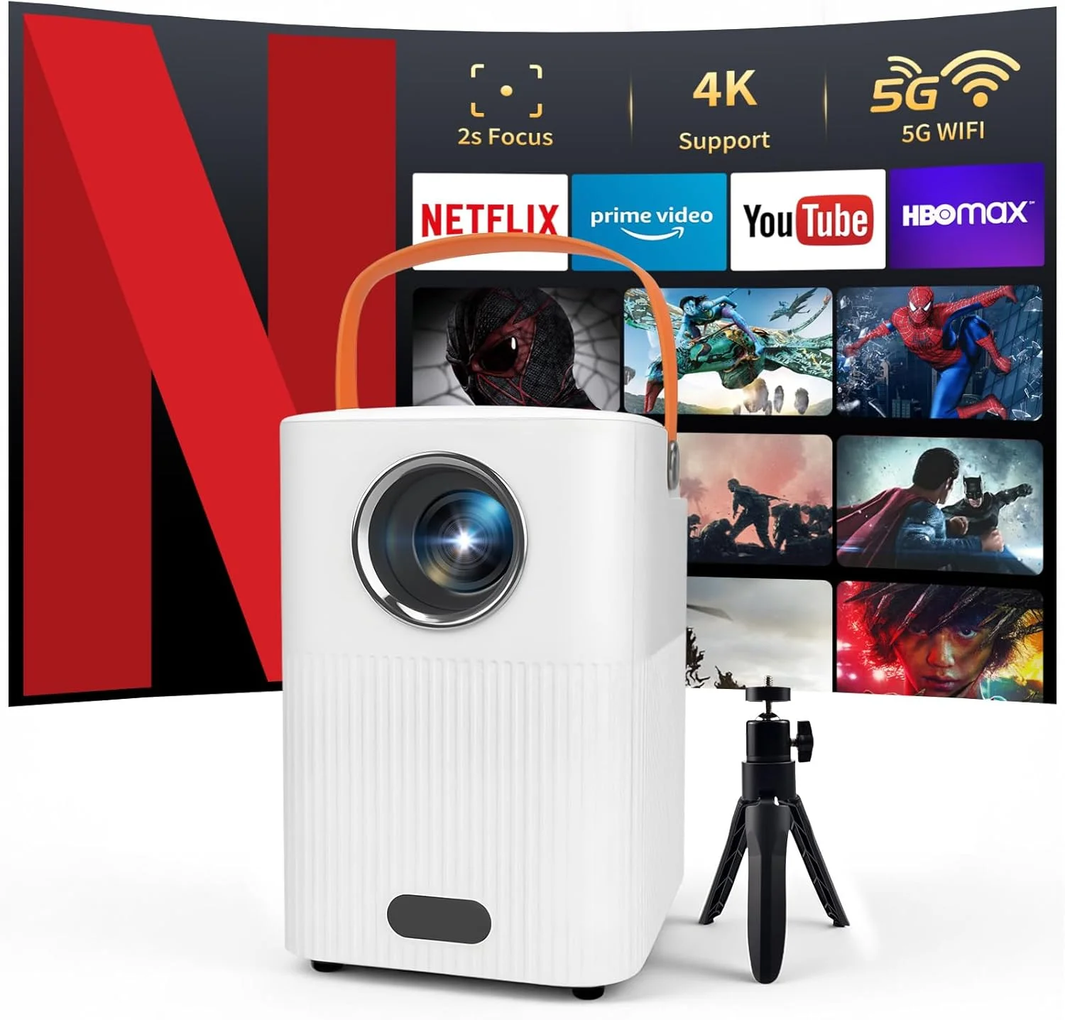 مینی پروژکتور [اندروید 13.0/فوکوس الکتریکی] با WiFi 6 و BT 5.3، پروژکتور فیلم 12000LUX، پروژکتور ویدئویی Full HD 1080P، سینمای خانگی S1
