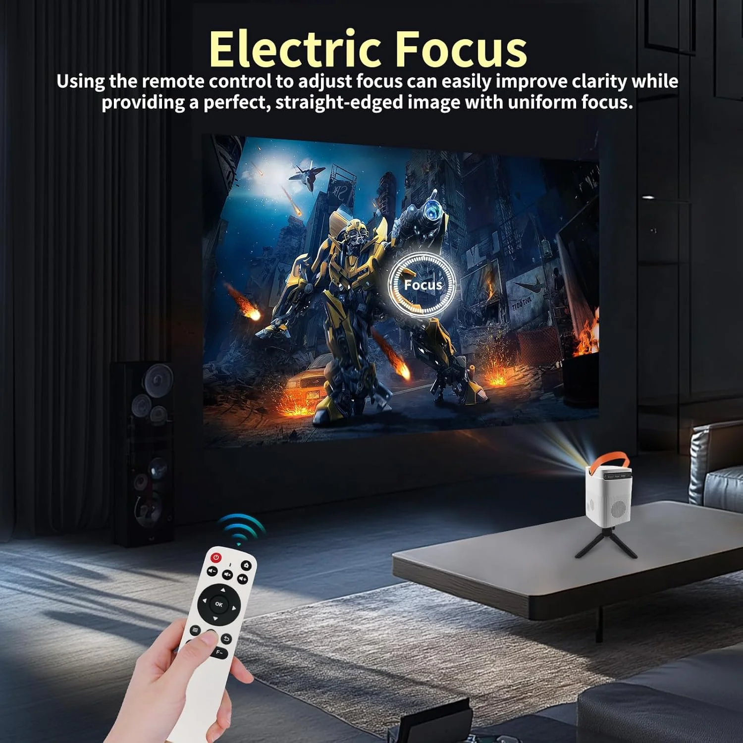 مینی پروژکتور [اندروید 13.0/فوکوس الکتریکی] با WiFi 6 و BT 5.3، پروژکتور فیلم 12000LUX، پروژکتور ویدئویی Full HD 1080P، سینمای خانگی S1