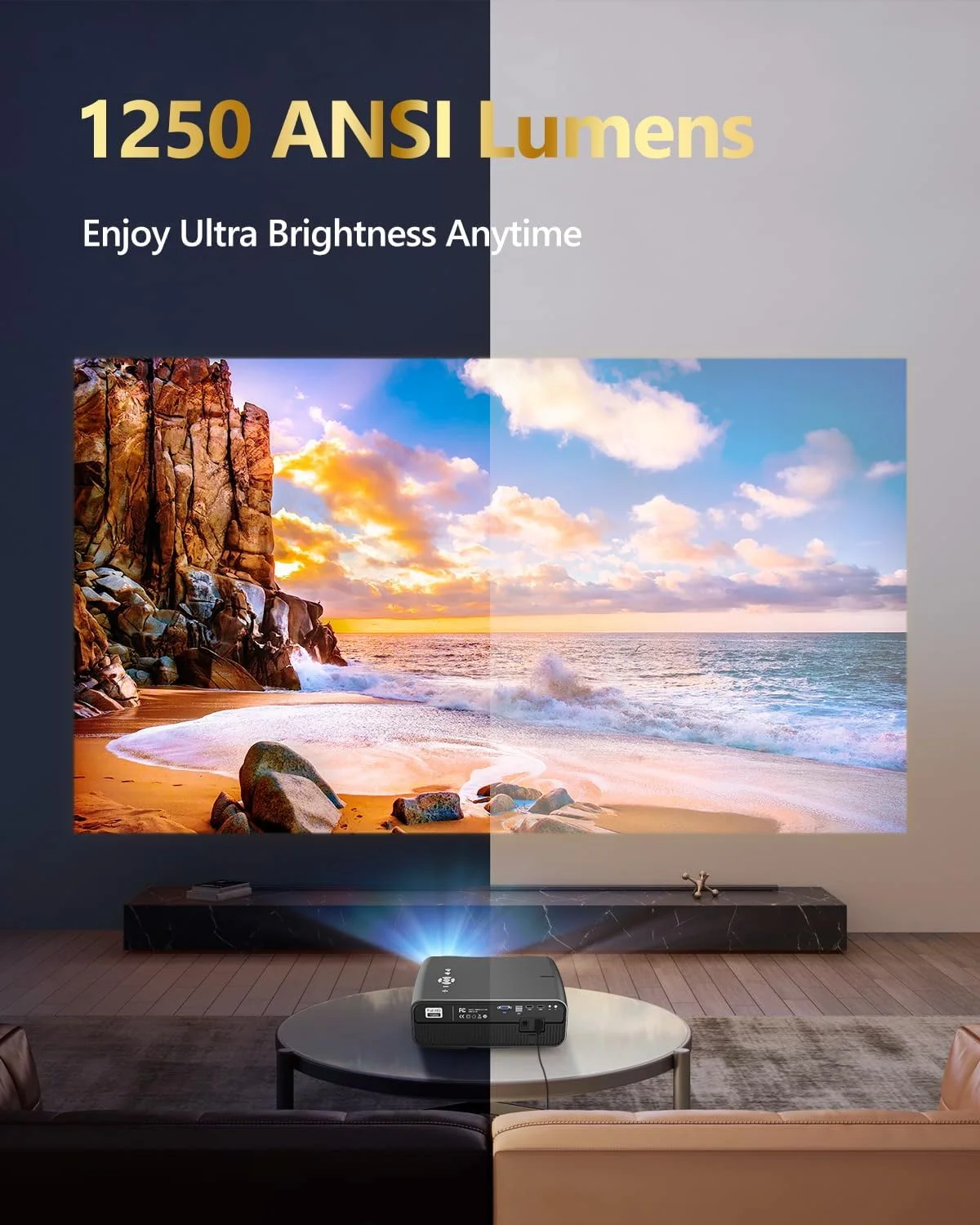 پروژکتور هوشمند 4K با وای فای 5G و بلوتوث، پروژکتور تلویزیون اندروید Ultra HD با روشنایی 1250ANSI، دارای برنامه های داخلی، پروژکتور سینمای خانگی برای اتاق خواب، فیلم در فضای باز و بازی، سازگار با لپ تاپ، کامپیوتر، DVD، PS5، تلفن پروژکتور هوشمند 4K با وای فای 5G و بلوتوث، پروژکتور تلویزیون اندروید Ultra HD با روشنایی 1250ANSI، دارای برنامه های داخلی، پروژکتور سینمای خانگی برای اتاق خواب، فیلم در فضای باز و بازی، سازگار با لپ تاپ، کامپیوتر، DVD، PS5، تلفن