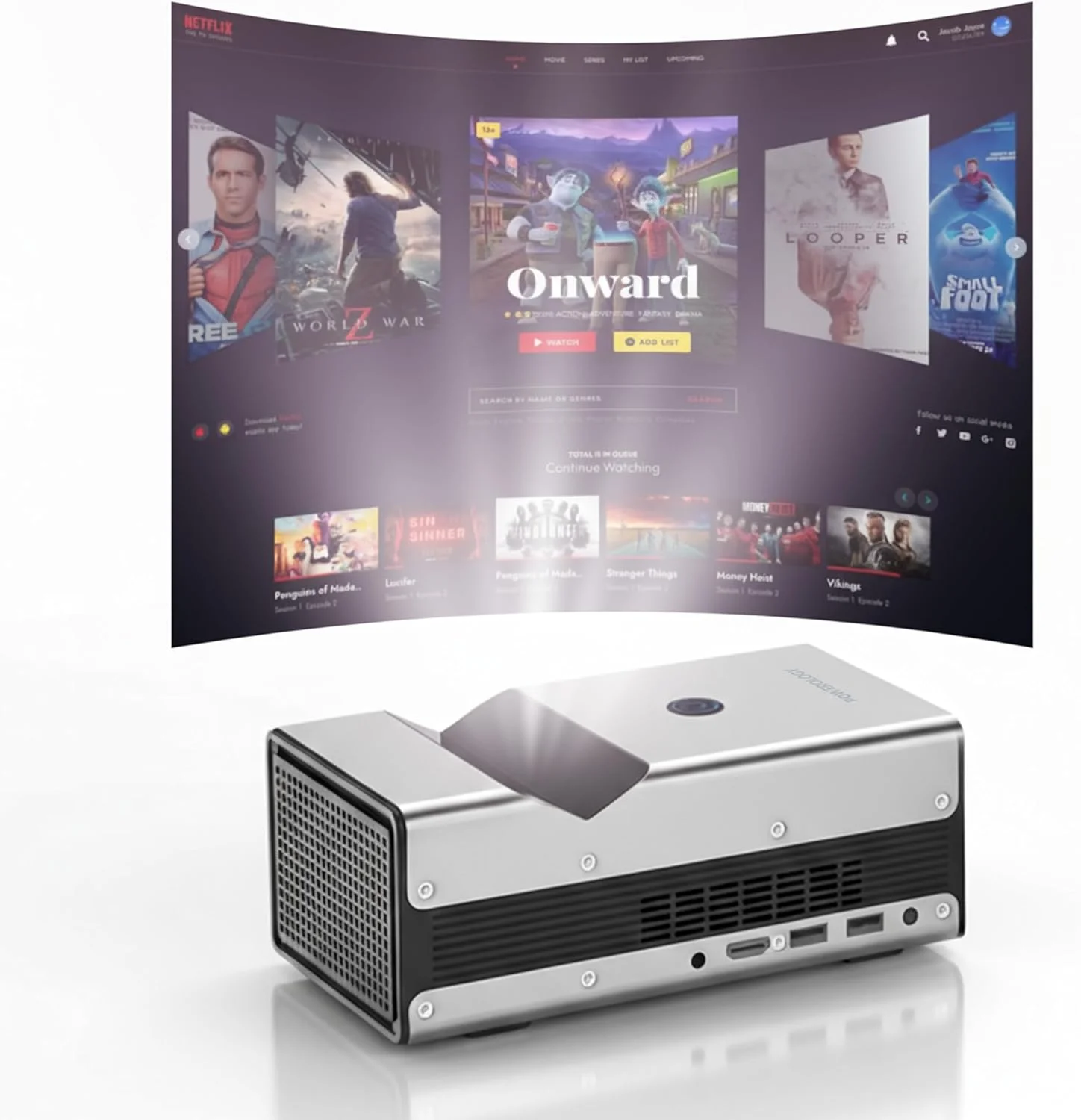 پروژکتور مینی پاورولوژی DLP با پشتیبانی از WiFi و بلوتوث، 4K 1080P با قابلیت تصحیح خودکار کیستون، پروژکتور فیلم قابل حمل 350 ANSI برای iOS، اندروید، ویندوز، سازگار با TV Stick/HDMI/Smartphone/PS5/USB