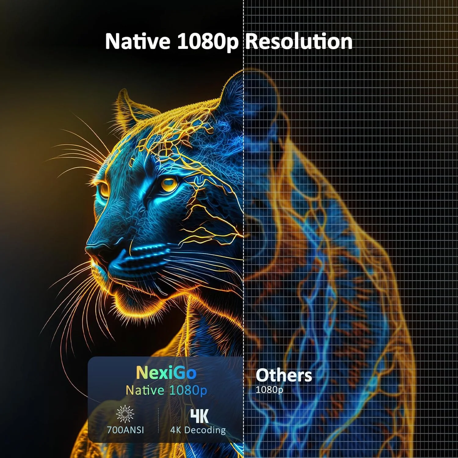 پروژکتور NexiGo PJ40 (نسل 3) با WiFi و بلوتوث، کالیبره شده بر اساس D65، رزولوشن اصلی 1080P، پشتیبانی از 4K، پروژکتور برای فیلم های فضای باز، بلندگوهای 20 واتی، سینمای خانگی، سازگار با TV Stick، iOS، Android پروژکتور NexiGo PJ40 (نسل 3) با WiFi و بلوتوث، کالیبره شده بر اساس D65، رزولوشن اصلی 1080P، پشتیبانی از 4K، پروژکتور برای فیلم های فضای باز، بلندگوهای 20 واتی، سینمای خانگی، سازگار با TV Stick، iOS، Android
