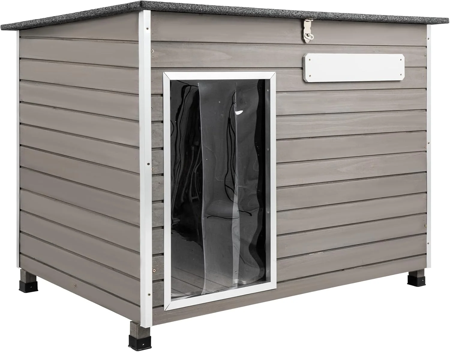 خانه سگ عایق بندی شده Gowoodhut برای فضای باز و داخل خانه، لانه چوبی سگ برای سگ های متوسط ​​تا بزرگ، 43.6 اینچ طول، خانه سگ چوبی صنوبر طبیعی با سقف ضد آب و هوا، کف های قابل جابجایی، پایه های بلند