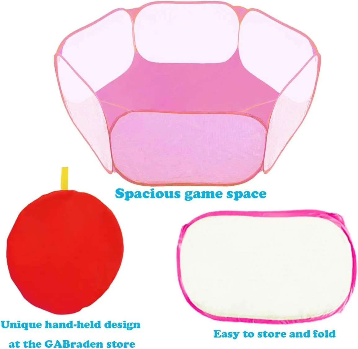 چادر حیوانات کوچک GABraden، قفس خزندگان، محوطه بازی تنفسی شفاف برای حیوانات خانگی، حصار ورزشی بازشو در فضای باز/داخلی، حصار حیاط قابل حمل (صورتی)