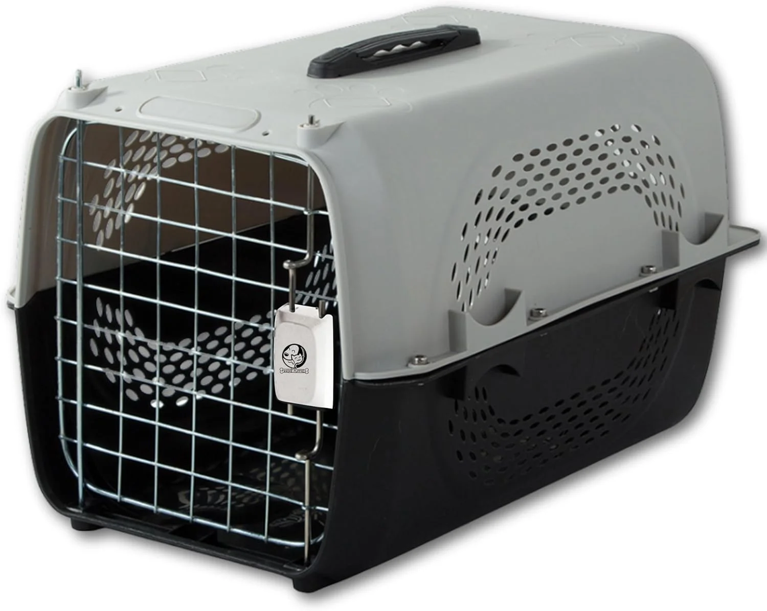 قفس حمل و نقل حیوانات خانگی پلاستیکی وارداتی Foodie Puppies (49 X 34 X 28 سانتی متر، خاکستری نئون) برای سگ ها، توله سگ ها و حیوانات کوچک | جعبه حمل و نقل قابل حمل با درب فلزی و قفل فنری