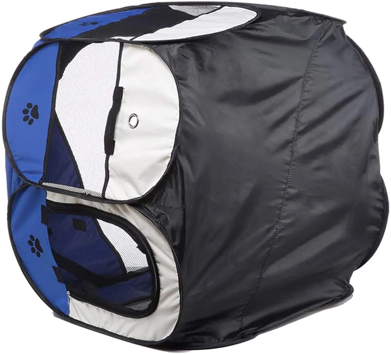 محوطه بازی تاشو نرم حیوانات خانگی 2 در، محوطه بازی تاشو قابل حمل حیوانات خانگی، قفس تمرینی سگ با پنل های مشبک برای توله سگ یورکی گربه خرگوش، مناسب استفاده در داخل و خارج از خانه، مسافرت و کمپینگ، آبی، 72 سانتی متر