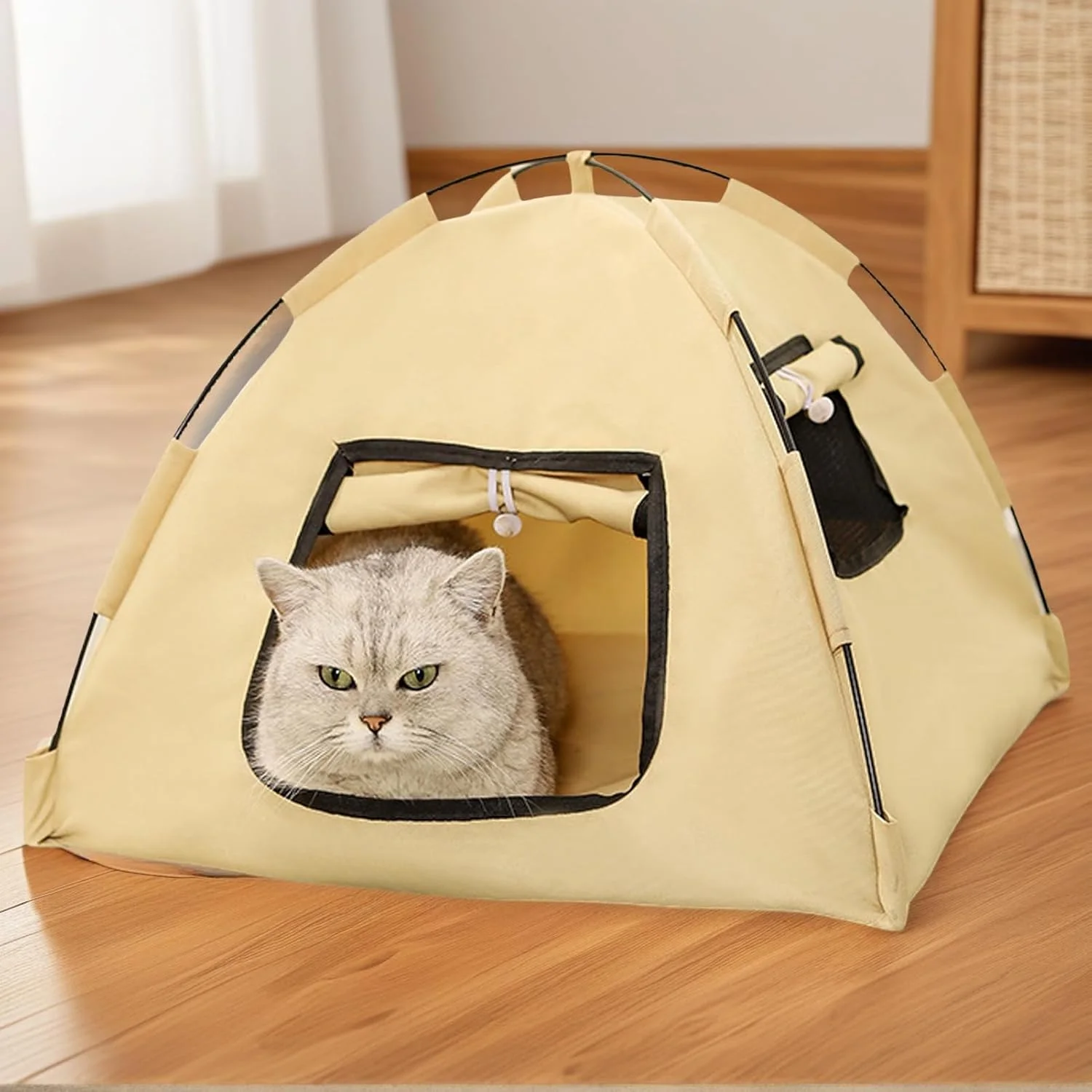 چادر گربه | سایه بان تاشو توله سگ | چادر گربه قابل حمل و تنفس برای حیوانات کوچک، مسافرت ساحلی، کمپینگ، بالکن، ماجراجویی، پاسیو تابستانی، سفر در فضای باز