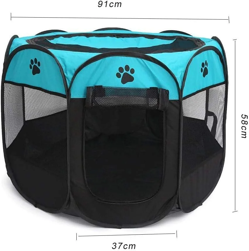 محوطه بازی تاشو هشت ضلعی ضد آب آکسفورد برای حیوانات خانگی سگ و گربه