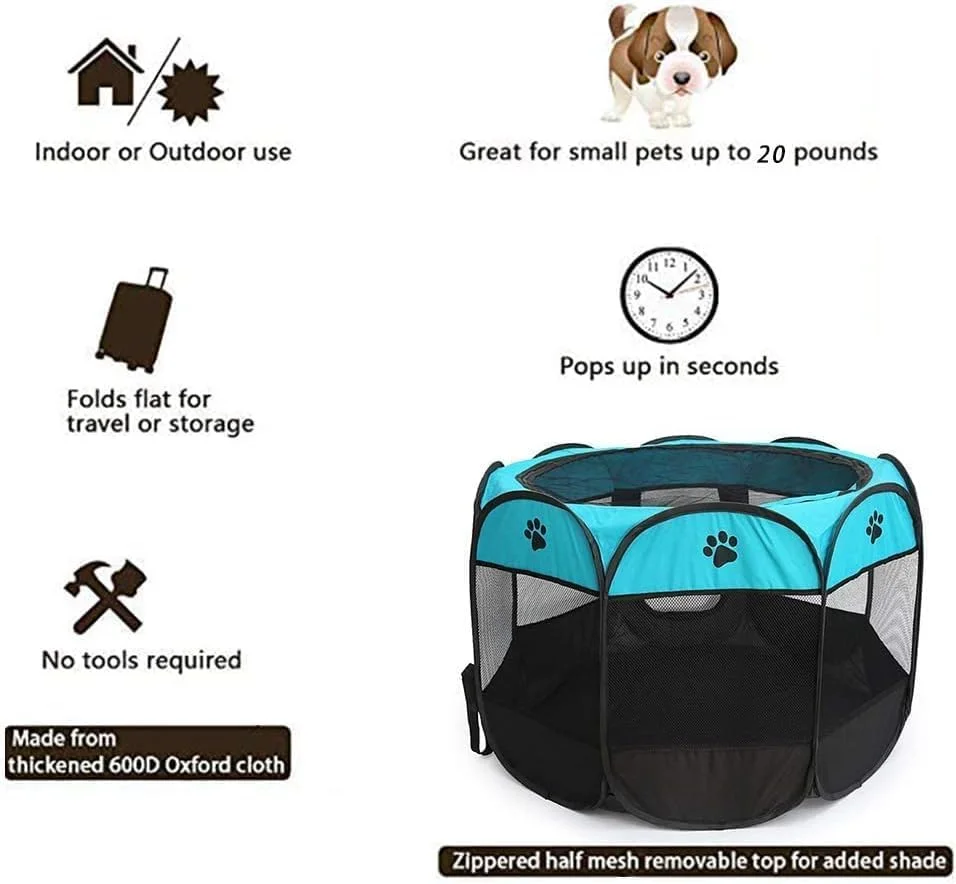 محوطه بازی تاشو حیوانات خانگی آبی/مشکی محوطه بازی تاشو حیوانات خانگی آبی/مشکی