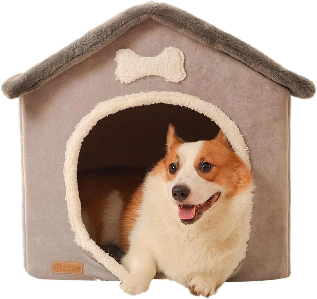 خانه سگ، لانه تاشو، خانه خواب مینیاتوری حیوانات خانگی، لانه تخت غار گربه خواب عمیق، سگ توله سگ مخمل خواب دار، تخت گربه گرم مخمل خواب دار با غار پوشیده و کوسن قابل جابجایی برای سگ های کوچک