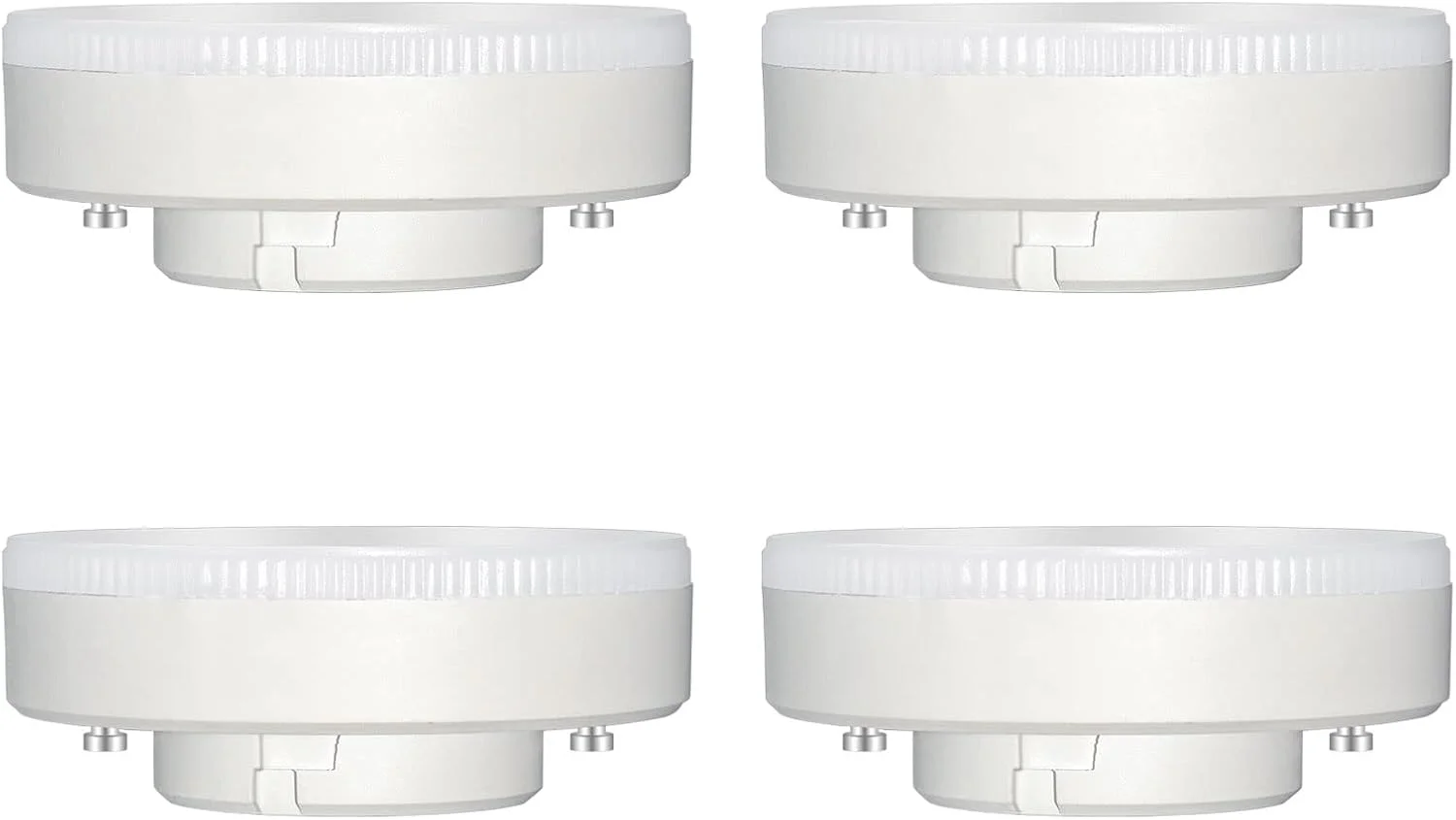 ست 4 عددی آکینیت GX53 9W LED سفید یخی 6000K، 900LM، AC 230V، 180 درجه، لامپ قابل تعویض با صرفه جویی در انرژی 15-18W، چراغ پایین LED برای لامپ کابینتی دیسکی GX53، غیر قابل تنظیم نور
