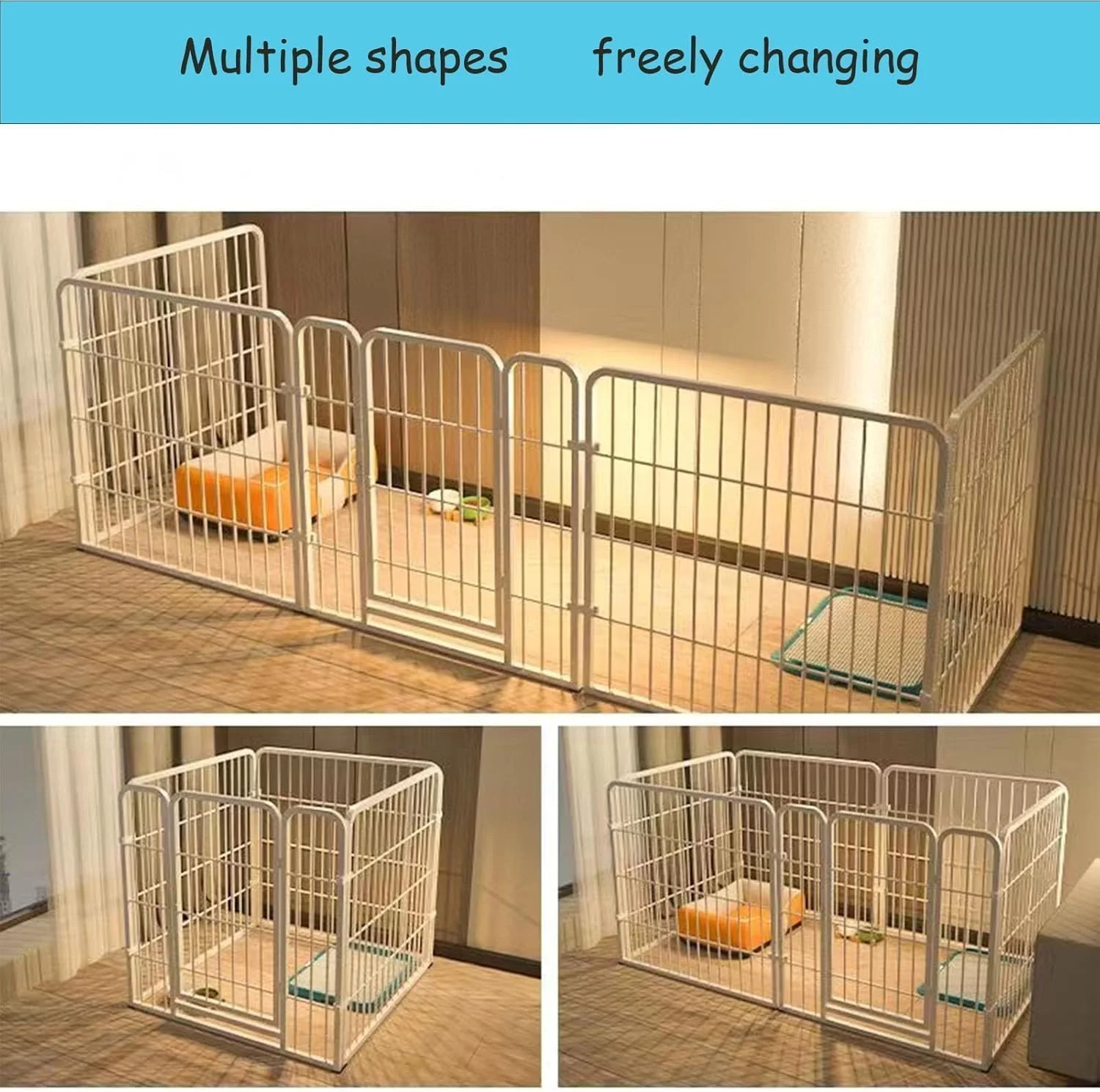 محوطه بازی فلزی سنگین فوهوم برای سگ، مناسب استفاده در داخل و خارج از خانه - محوطه بازی توله سگ با درب، محوطه فولادی ضد زنگ برای سگ های کوچک و توله سگ ها، مناسب برای خانه و حیاط، 6 پنل 47 اینچی برای توله سگ ها