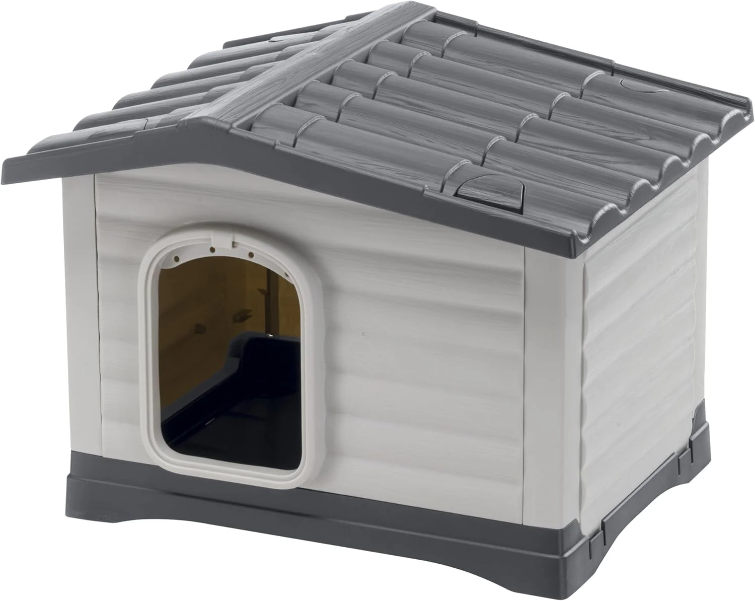 خانه سگ فضای باز Ferplast DOGVILLA 60 SE، کف ضد چکه، پایه عایق، سقف جداشدنی، توری تهویه، پلاستیک بازیافتی، 58 x 48 x 44 سانتی متر