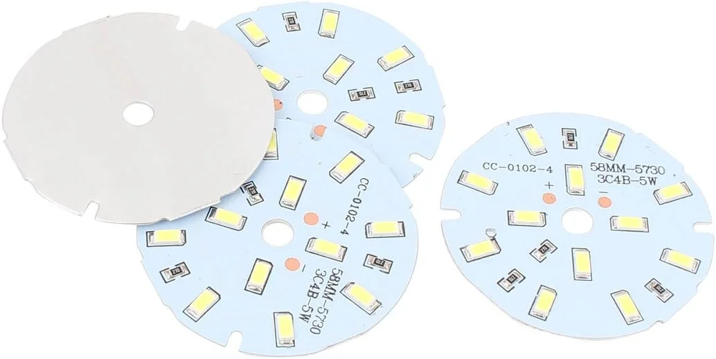 Aexit 4 عدد (برد PCB) ال ای دی 5 وات سفید خالص 12 SMD 5730 نور پایین آلومینیومی پایه گرد