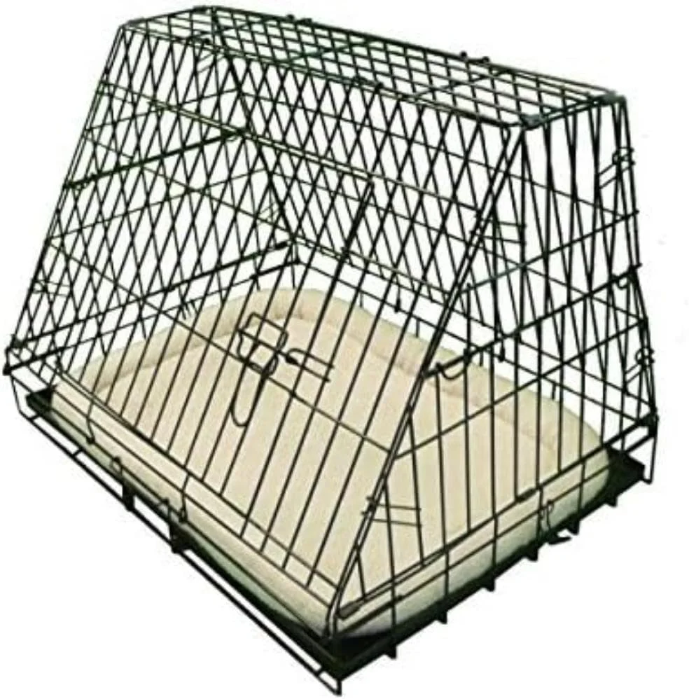 قفس سگ شیب دار لوکس Ellie-Bo سایز متوسط 30 اینچ، جعبه تاشو مشکی با سینی فلزی ضد جویدن، پشم گوسفند و جلوی شیب دار مناسب خودرو