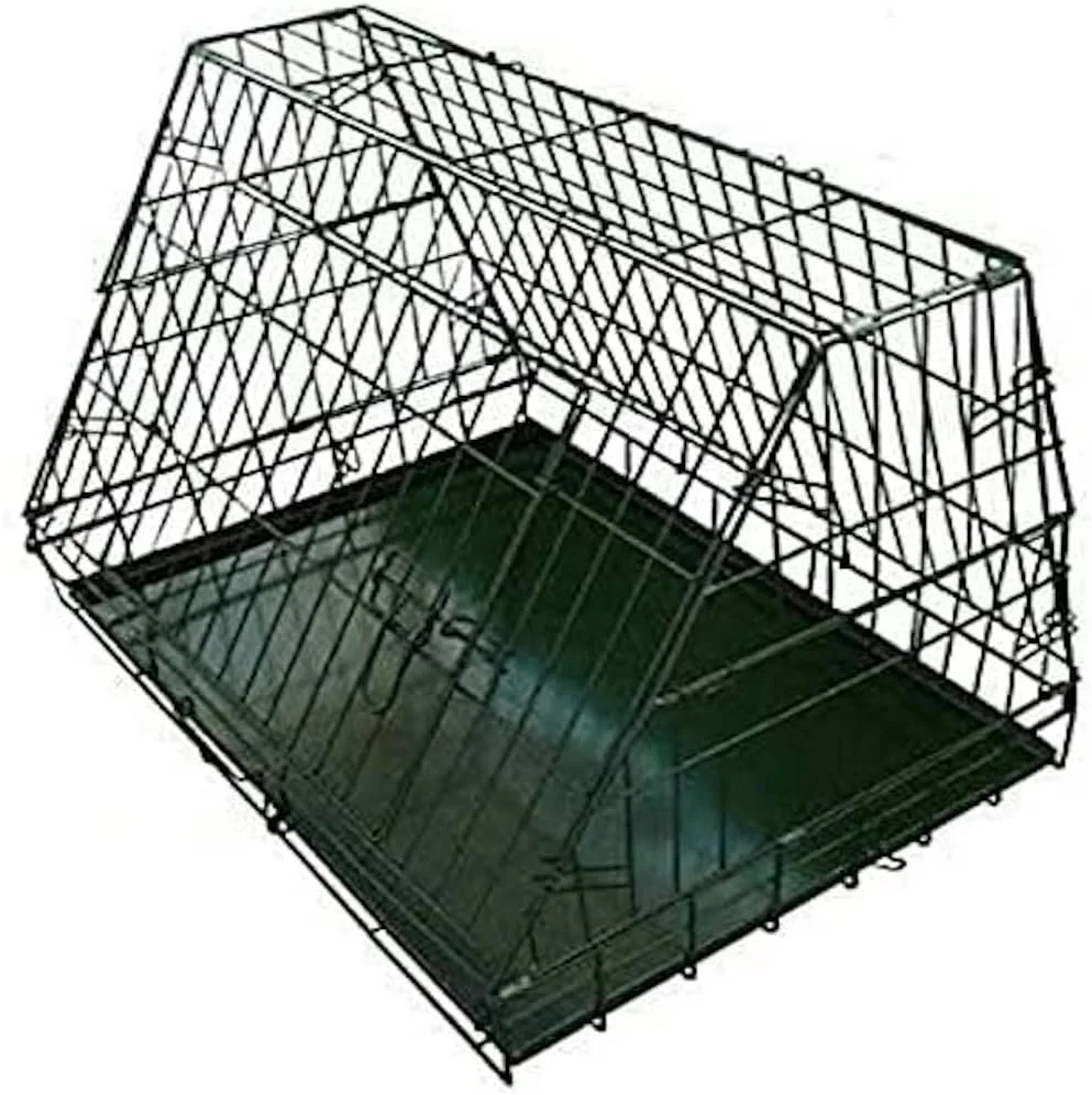 قفس شیب دار سگ Ellie-Bo سایز متوسط 30 اینچ، باکس تاشو مشکی با سینی فلزی ضد جویدن و جلوی شیب دار مناسب خودرو